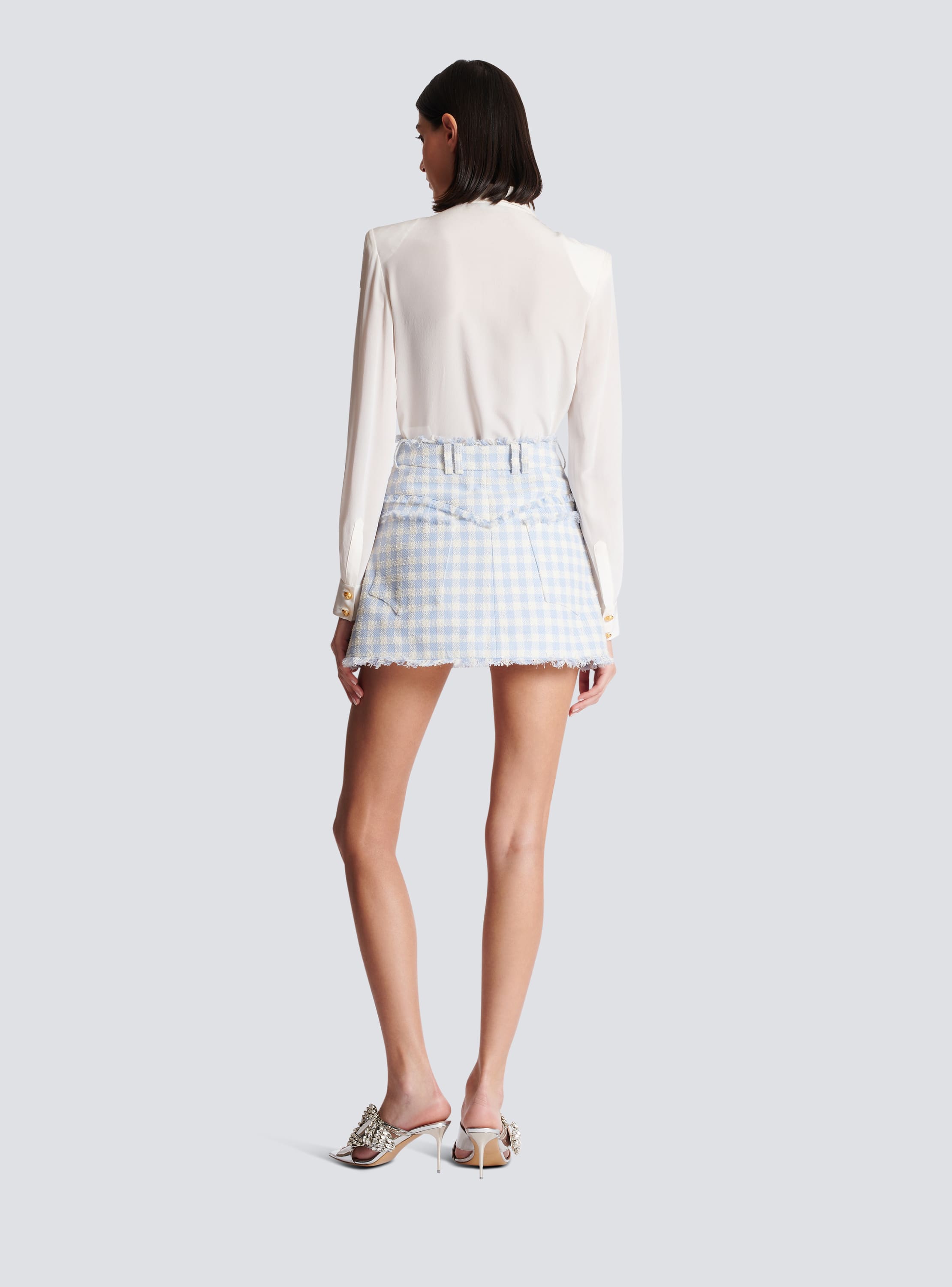 Balmain White Hardware Miniskirt
