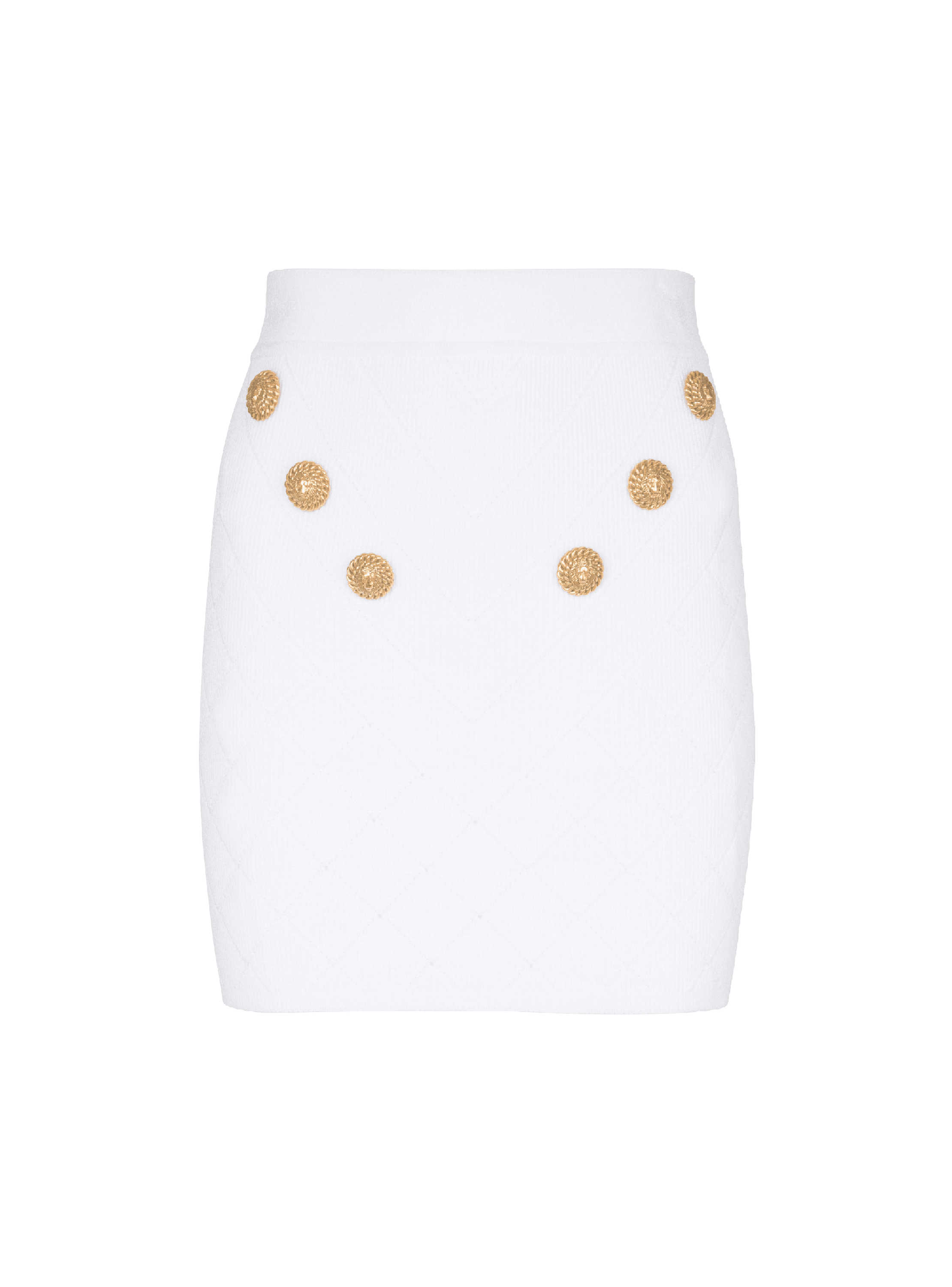 Falda de punto con 6 botones, blanco, hi-res