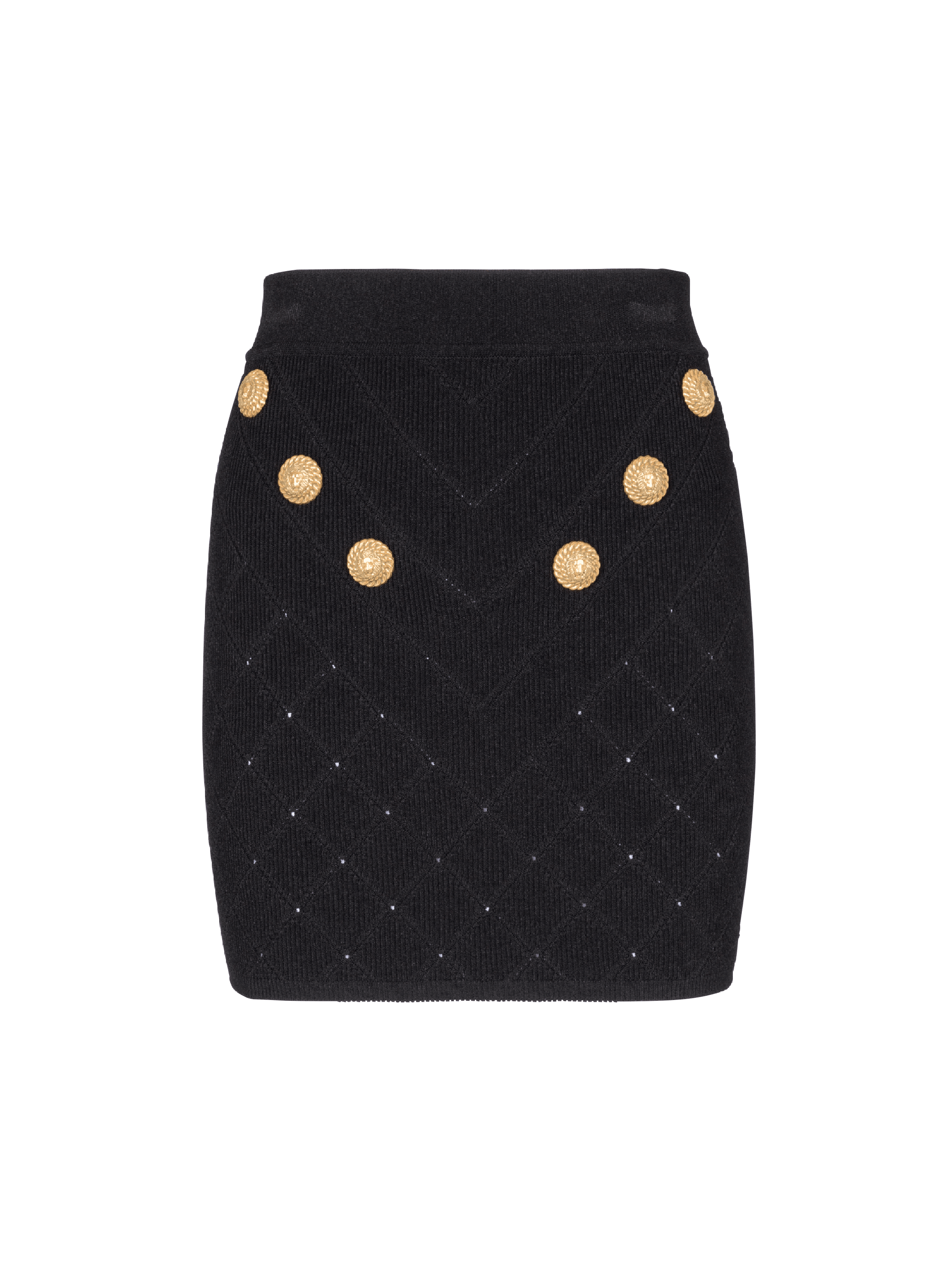 6-button knit skirt, black, hi-res