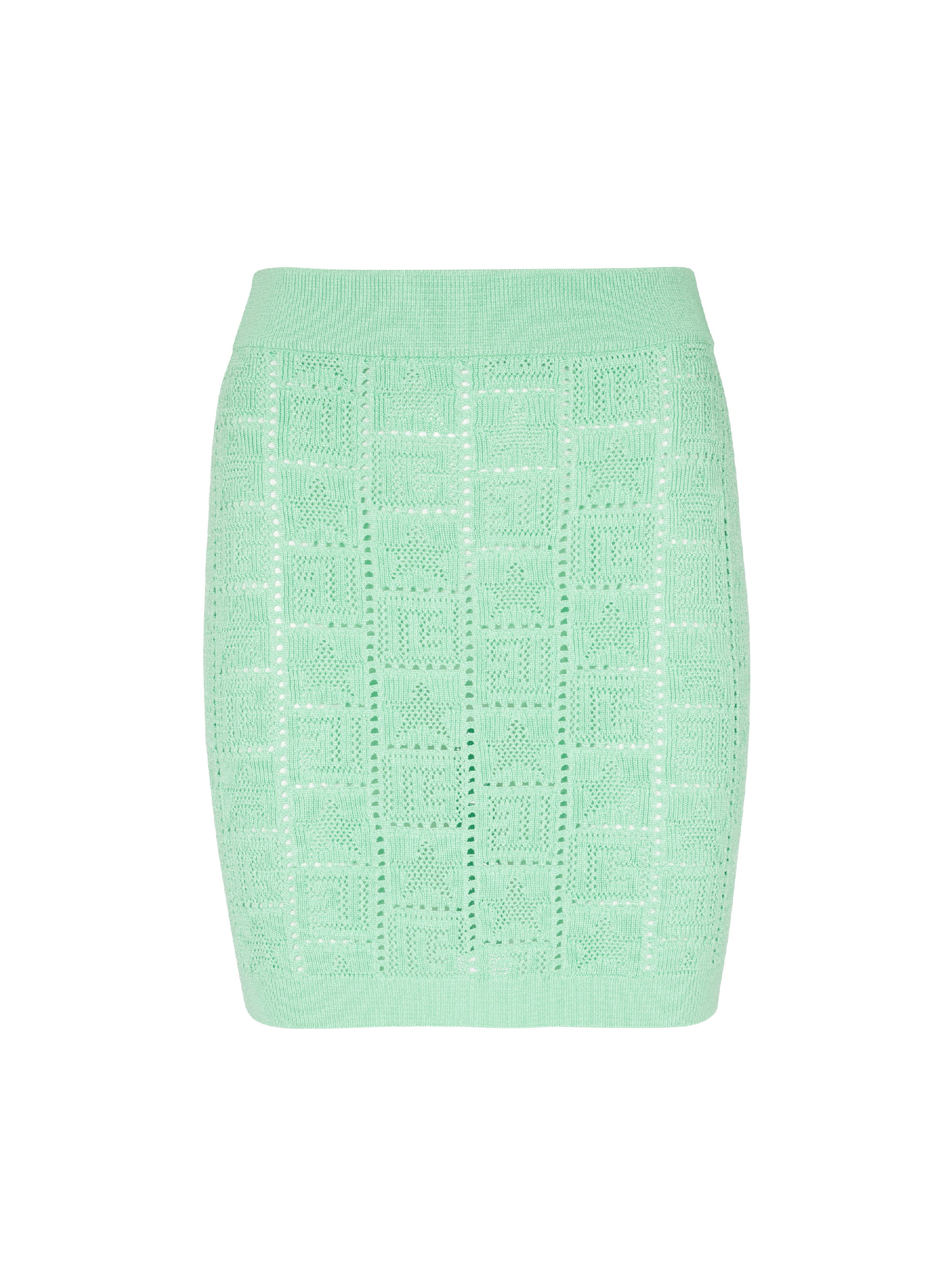 Strickrock mit Ajouré-Monogramm, grün, hi-res