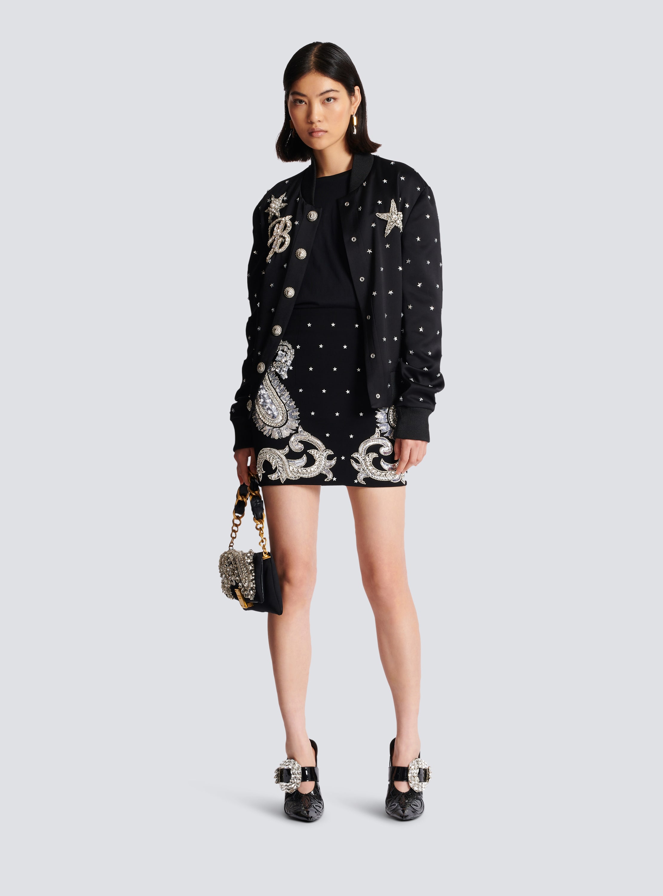 Paisley and stars embroidered skirt