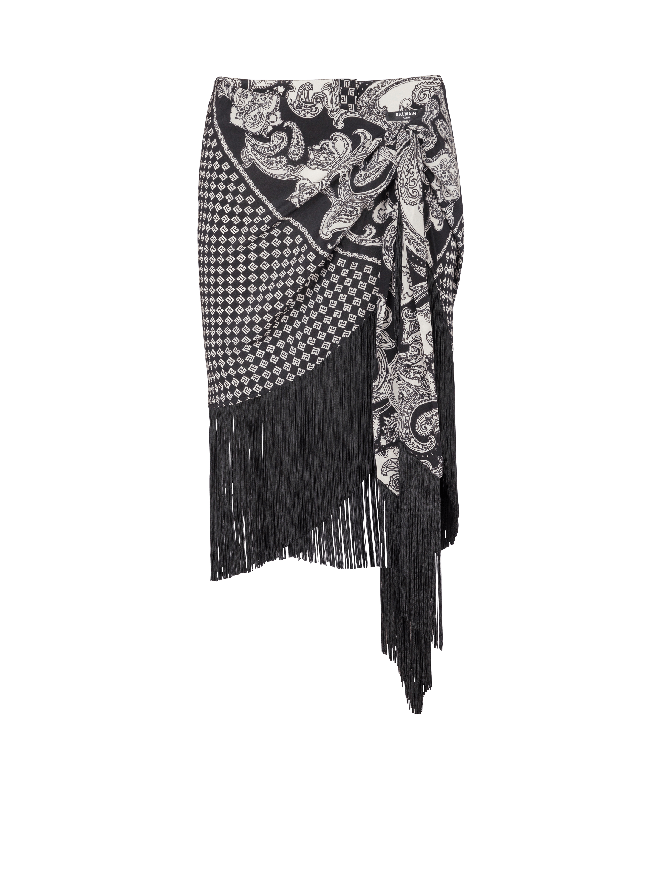 Jupe foulard en soie à franges