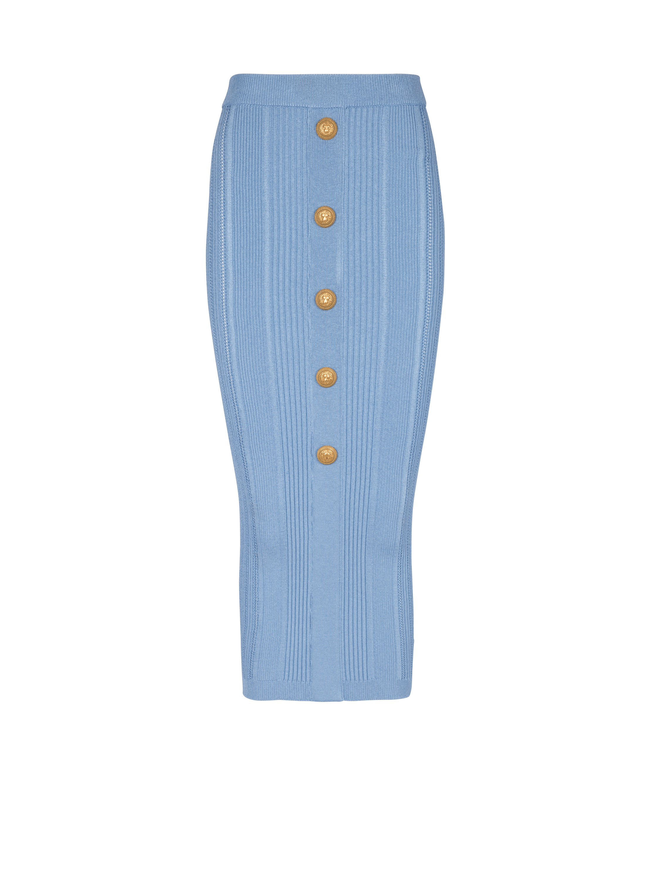 5-button knit skirt, blue, hi-res