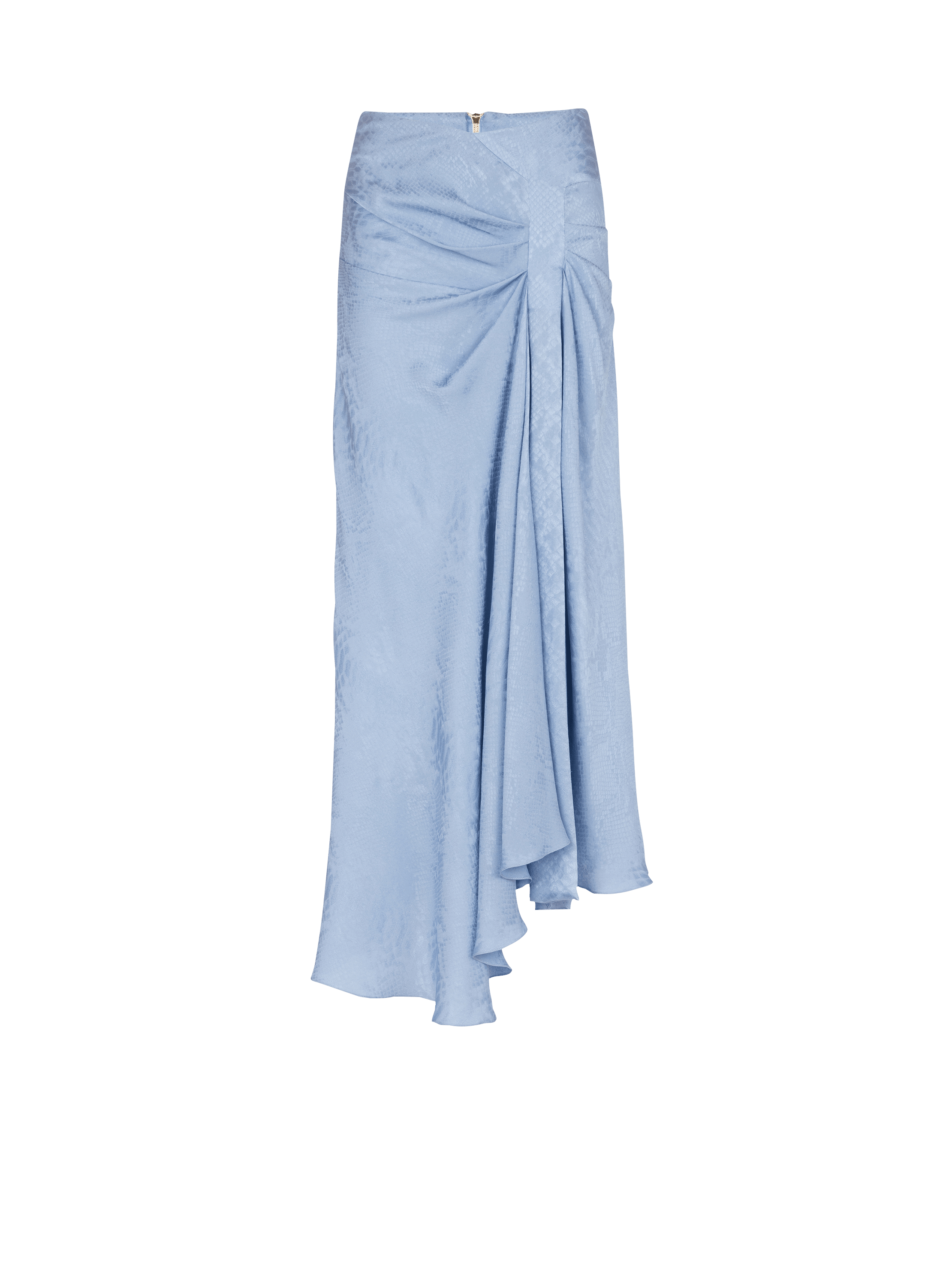 Falda de jacquard de seda efecto pitón, azul, hi-res