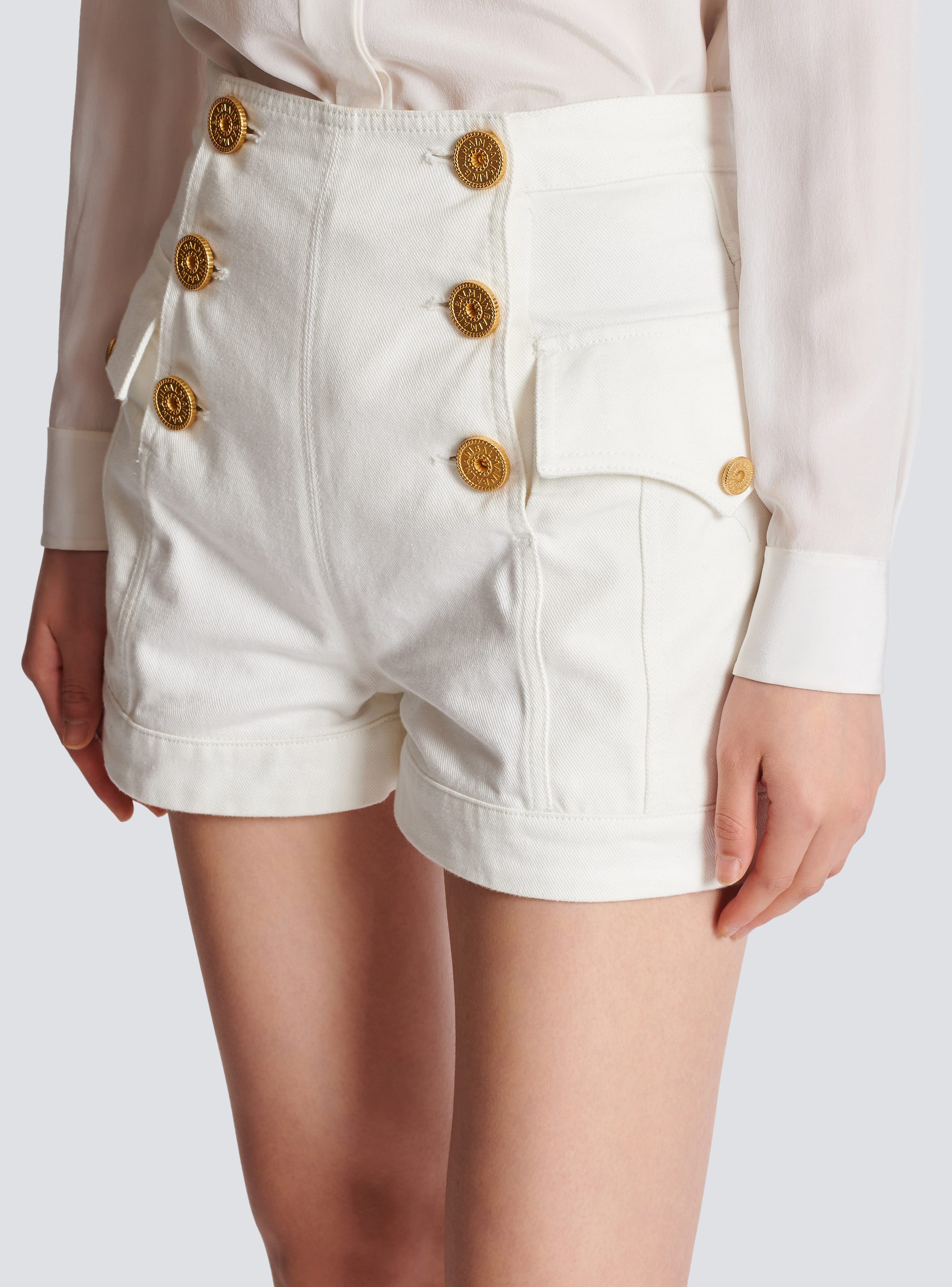 Balmain Kids decorative-button tailored shorts - Yellow