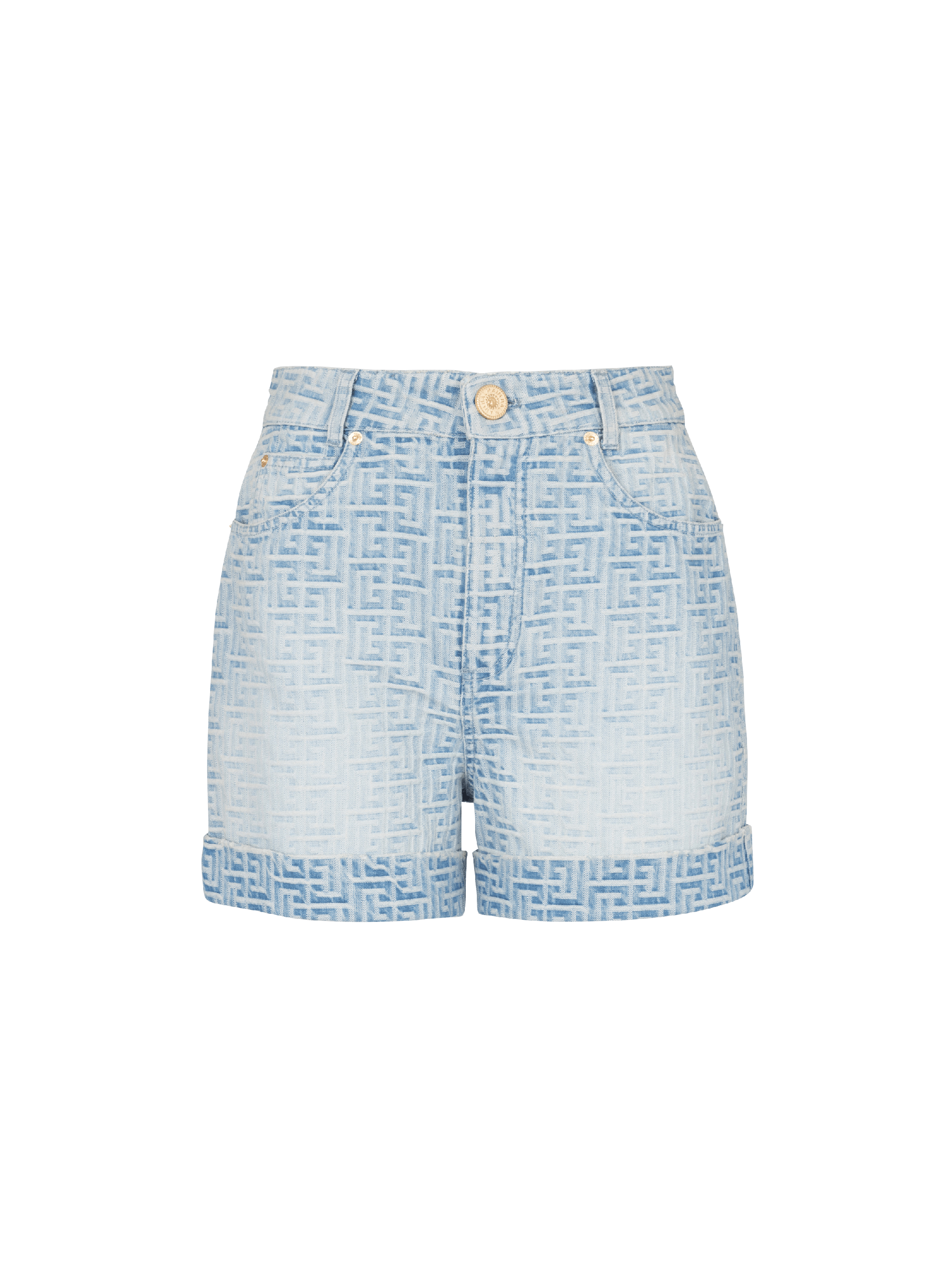 Shorts in denim con monogramma