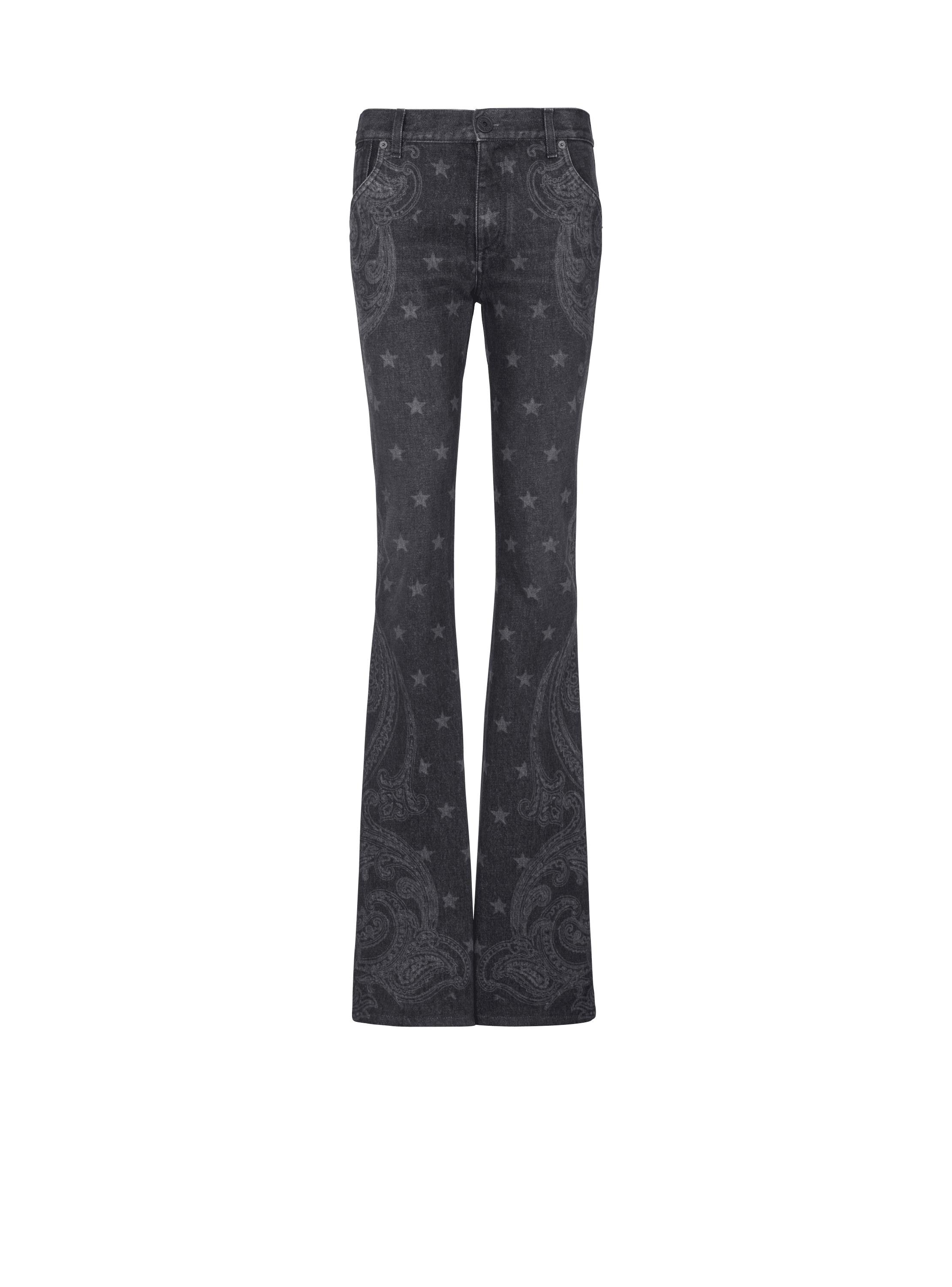 Star print denim store jeans