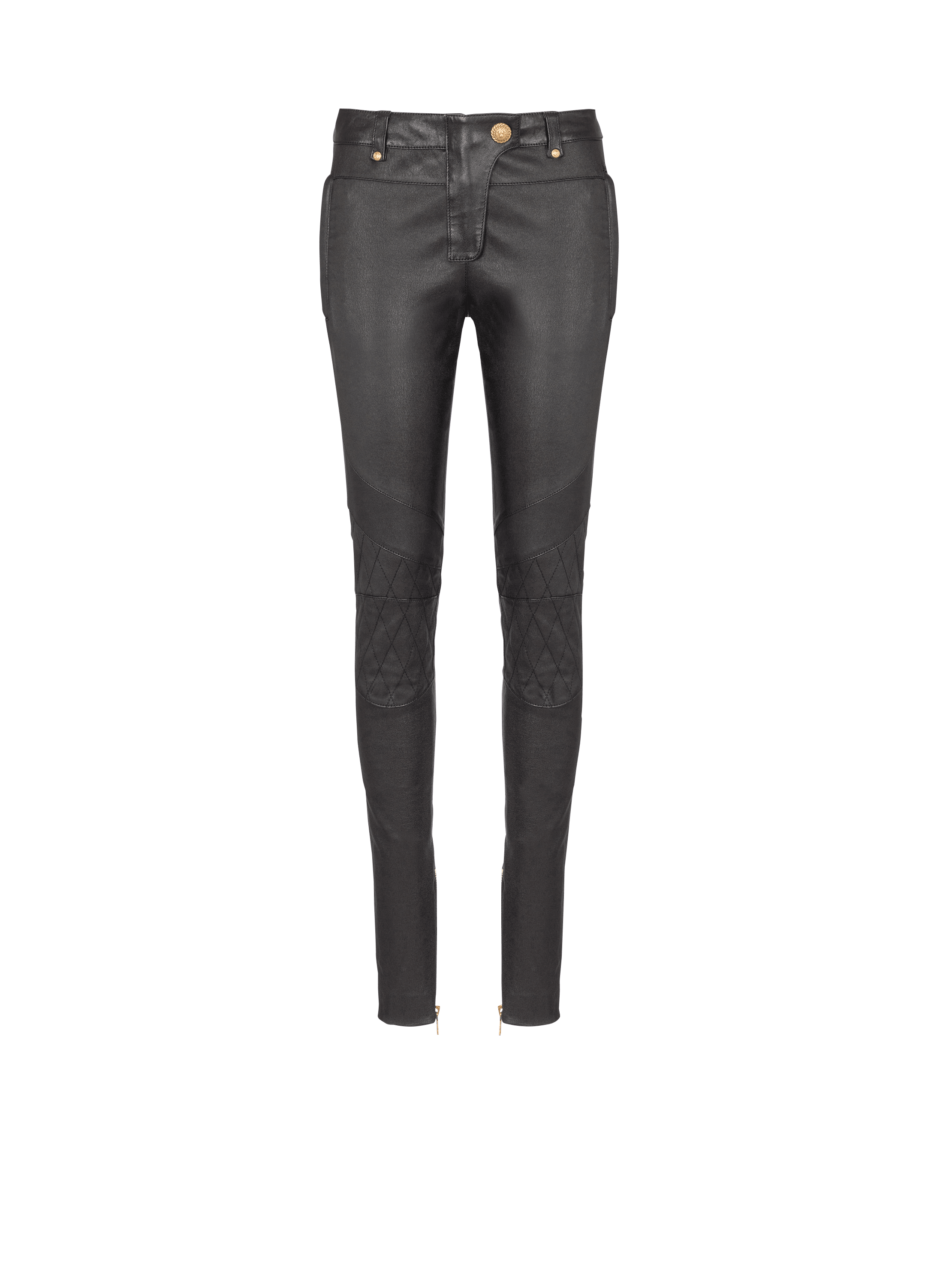 Stretch leather trousers black - Women