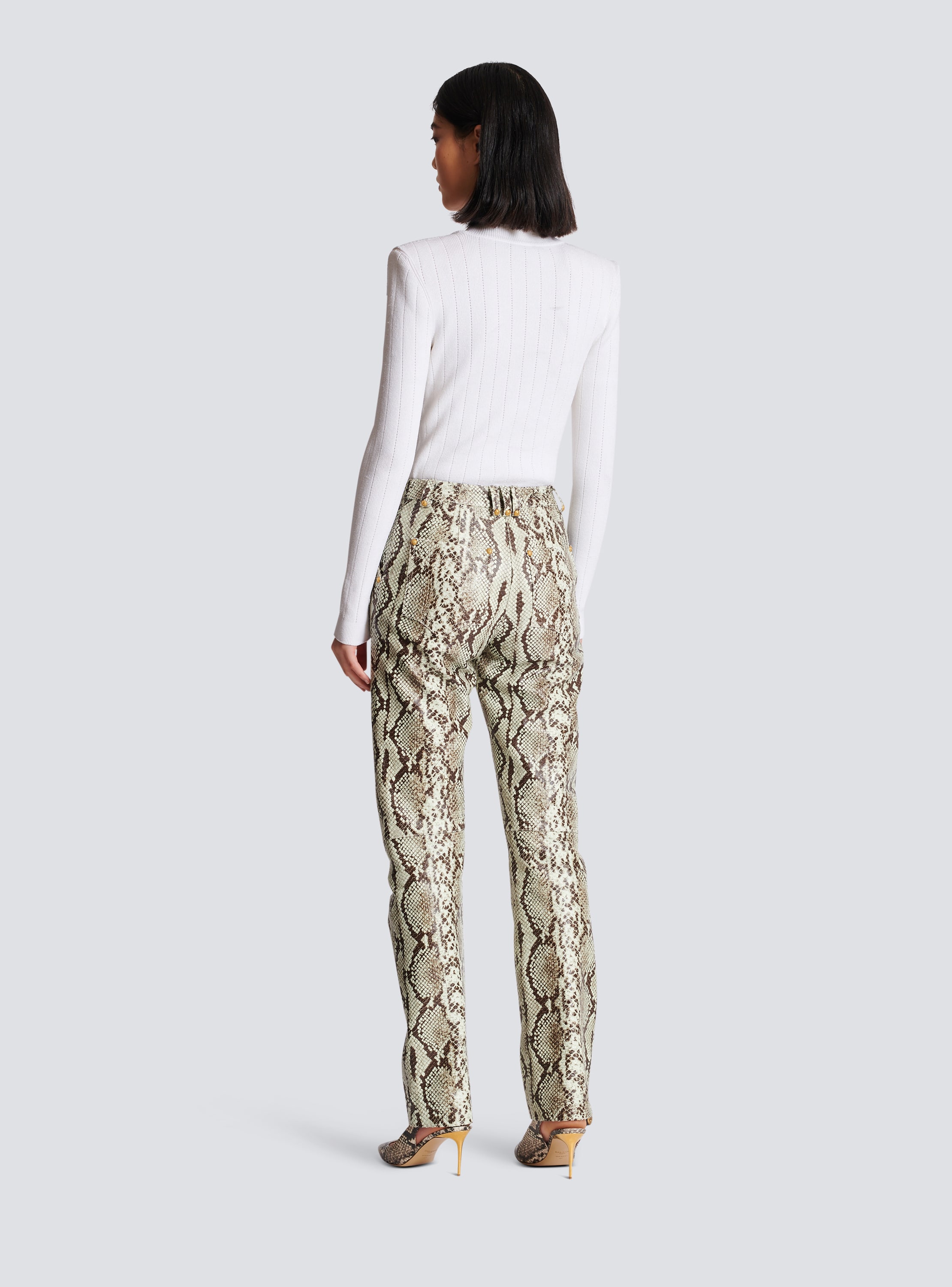 Pantalon en cuir effet python