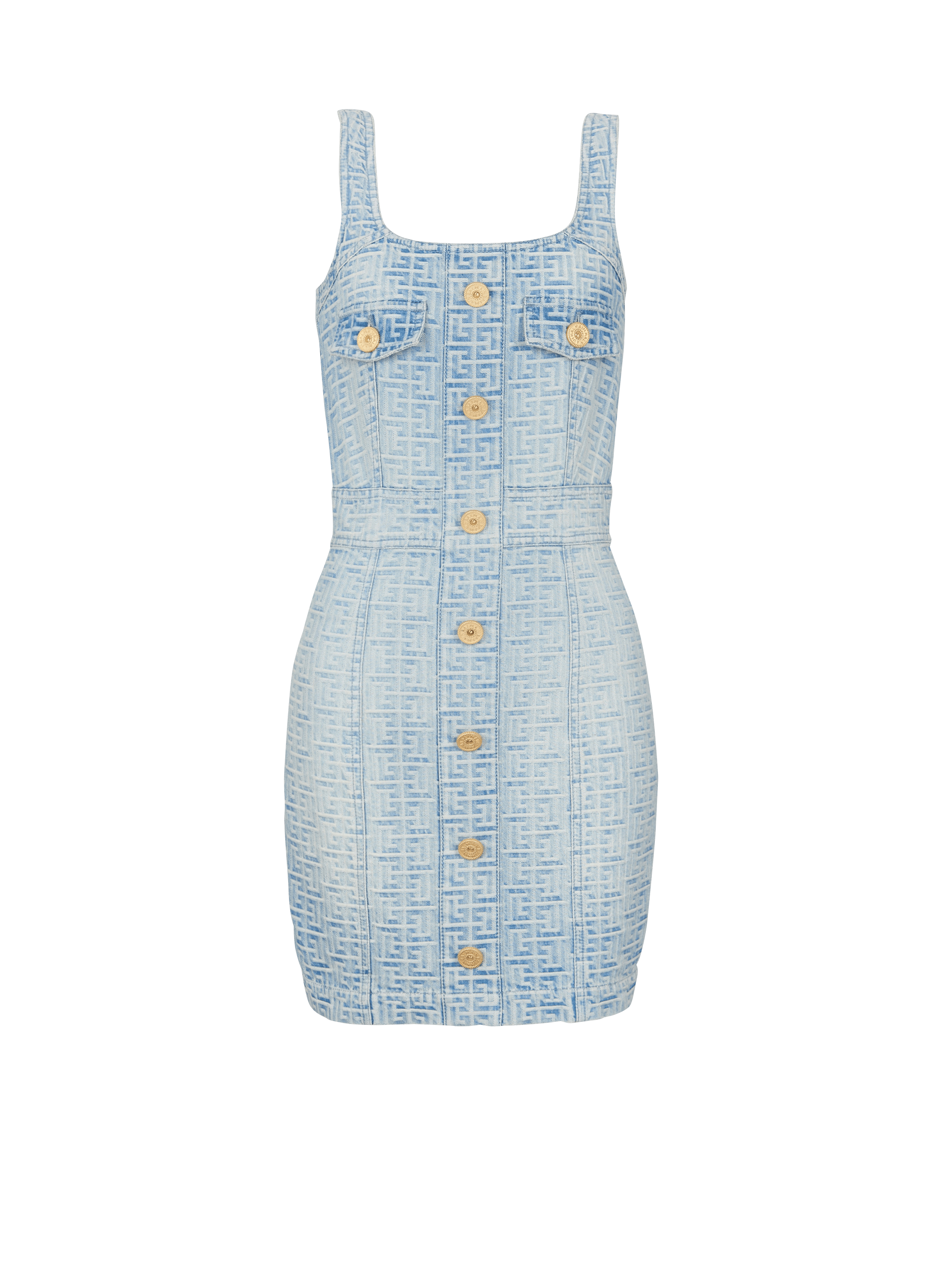 Robe courte en denim à monogramme