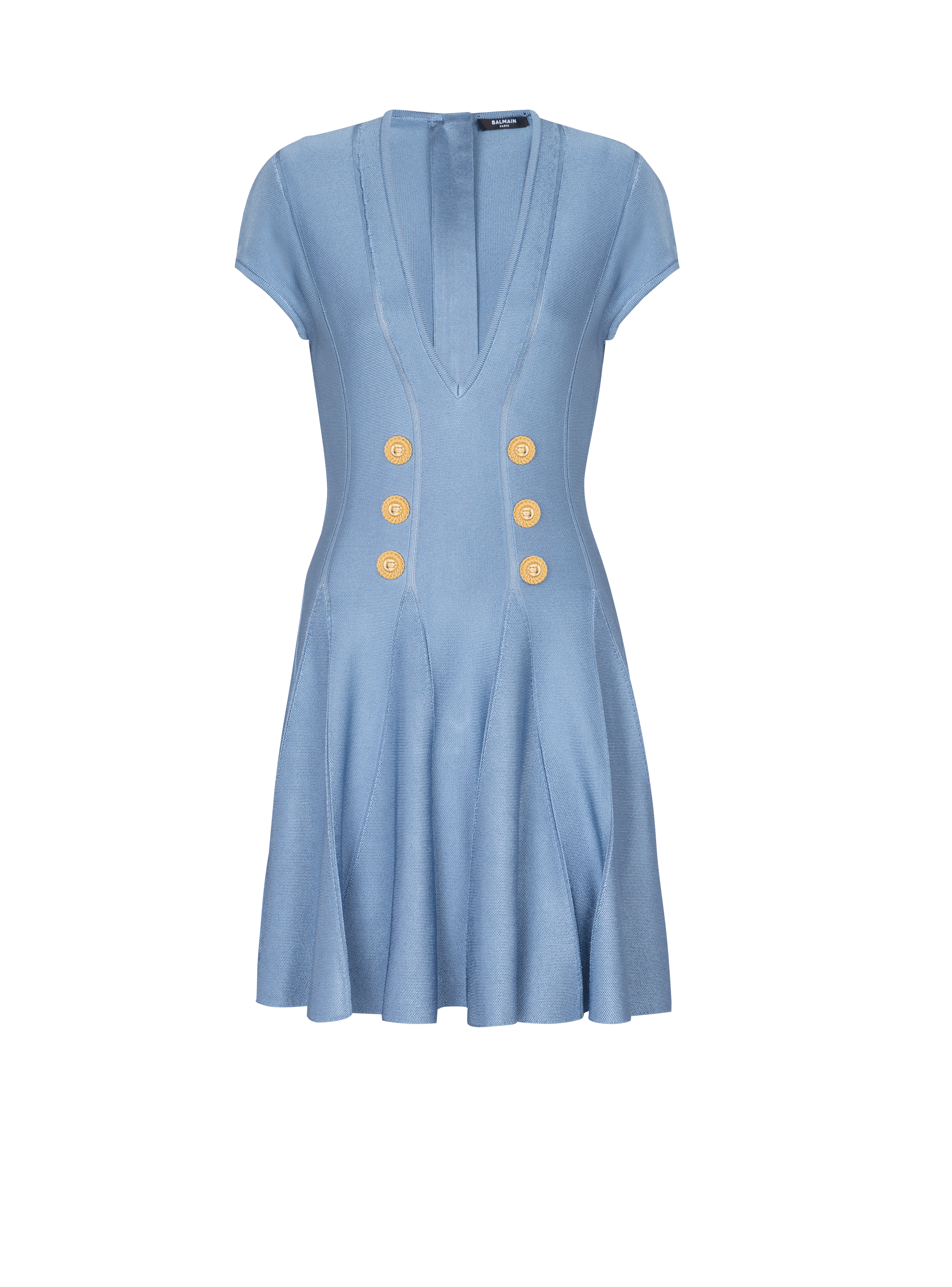Balmain Blue 6-Button Miniskirt