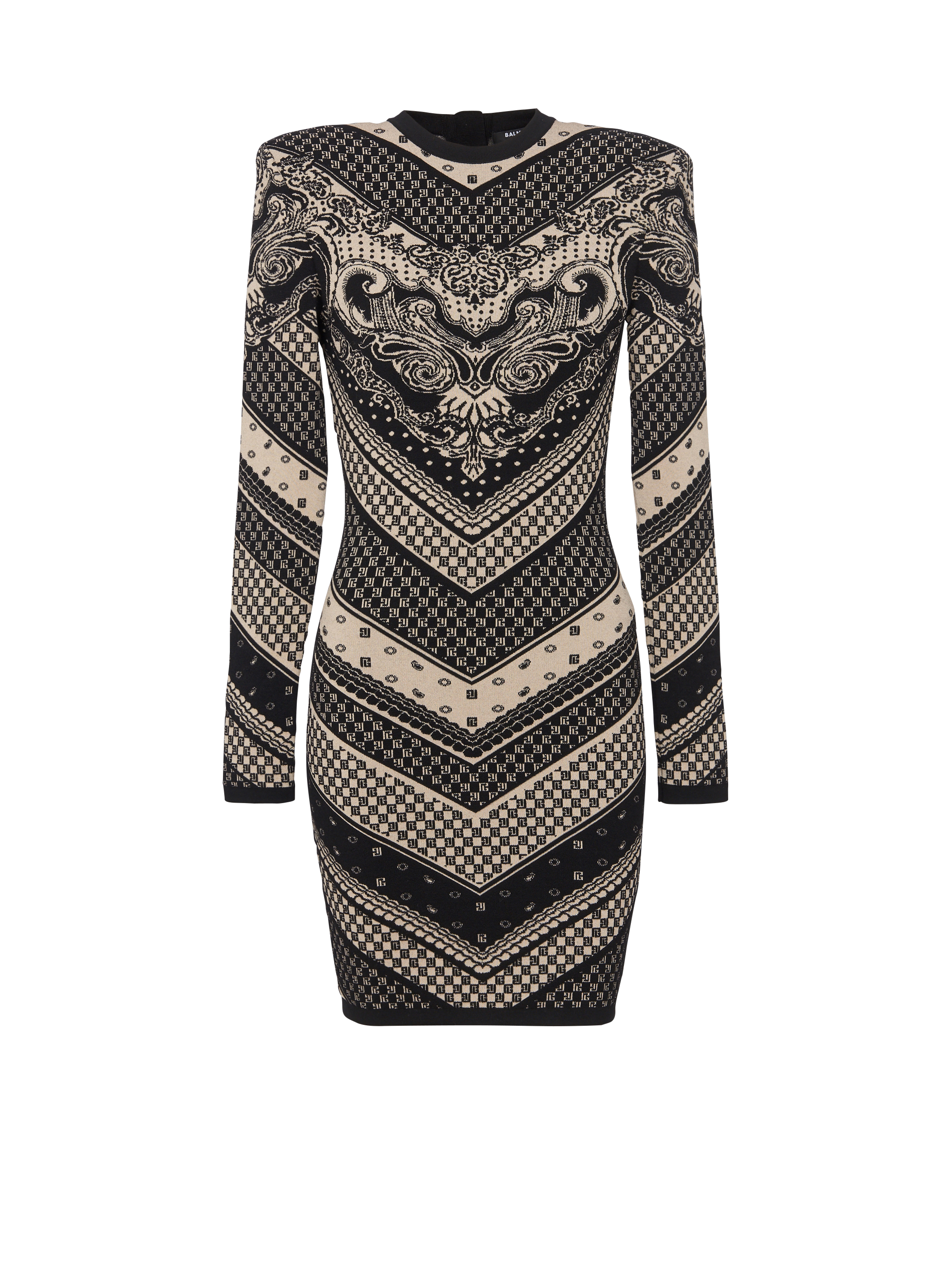 Robe courte en maille monogramme et Paisley