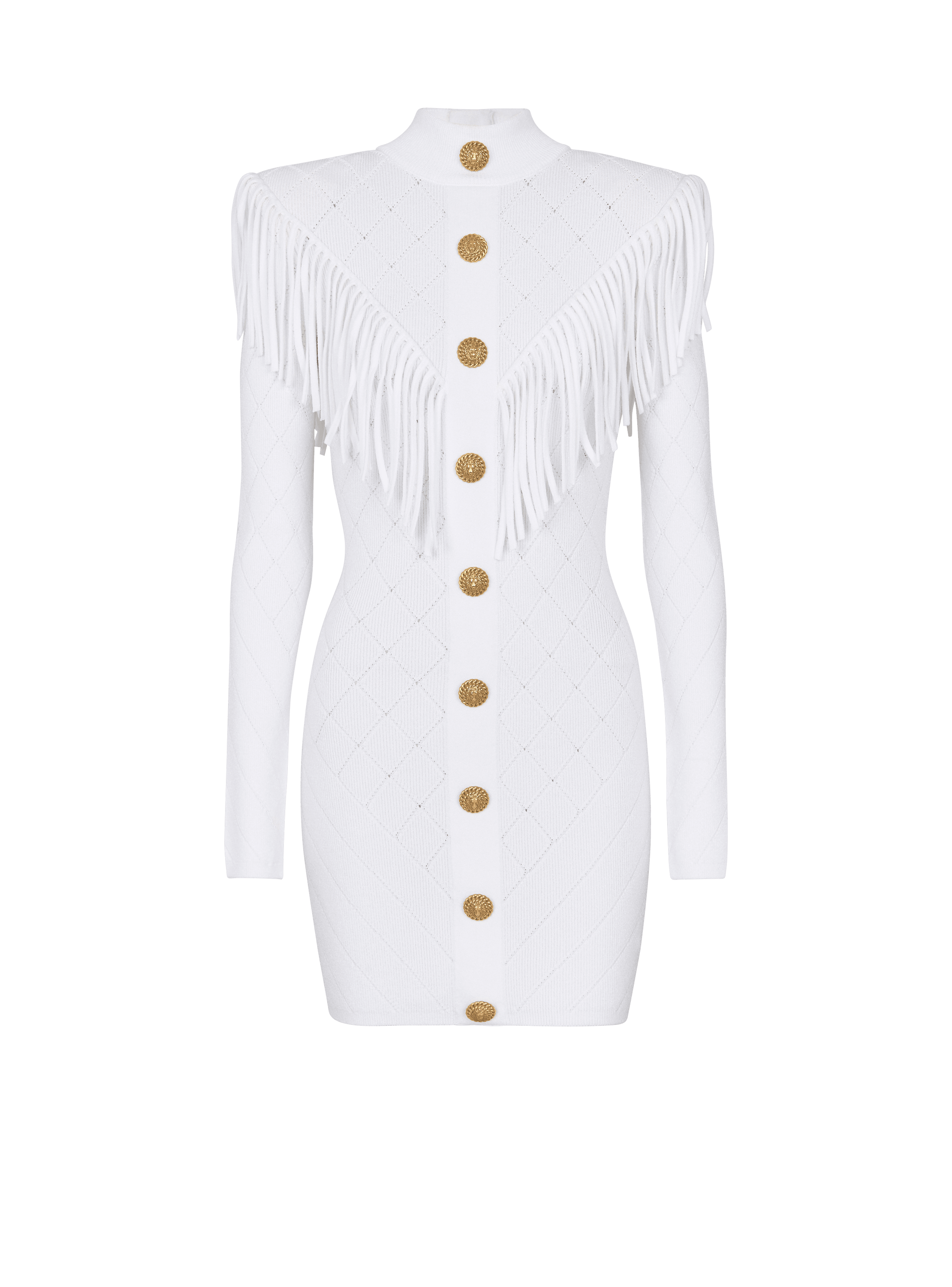 Kurzes Strickkleid mit Fransen