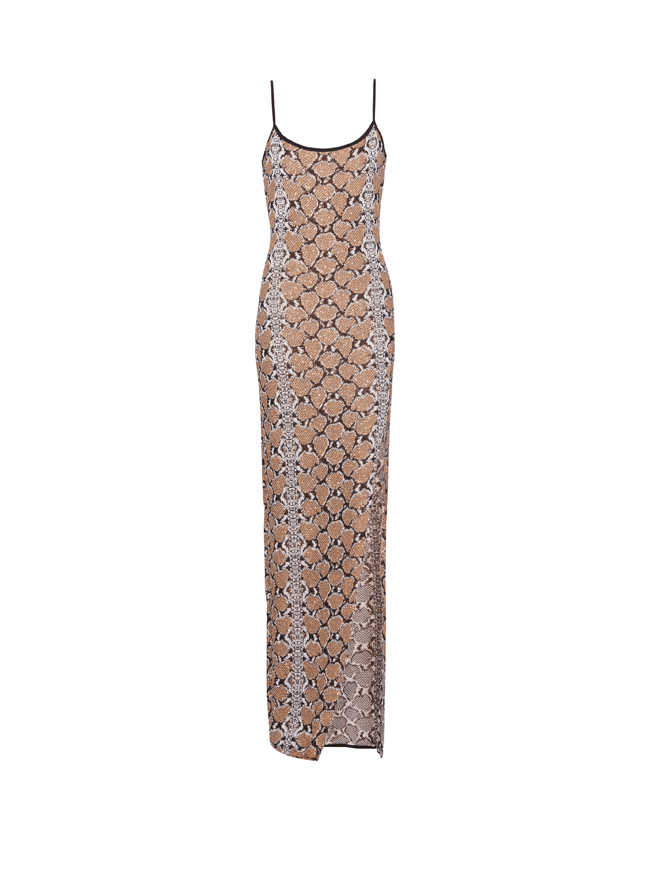 Robe longue à fines bretelles en maille python