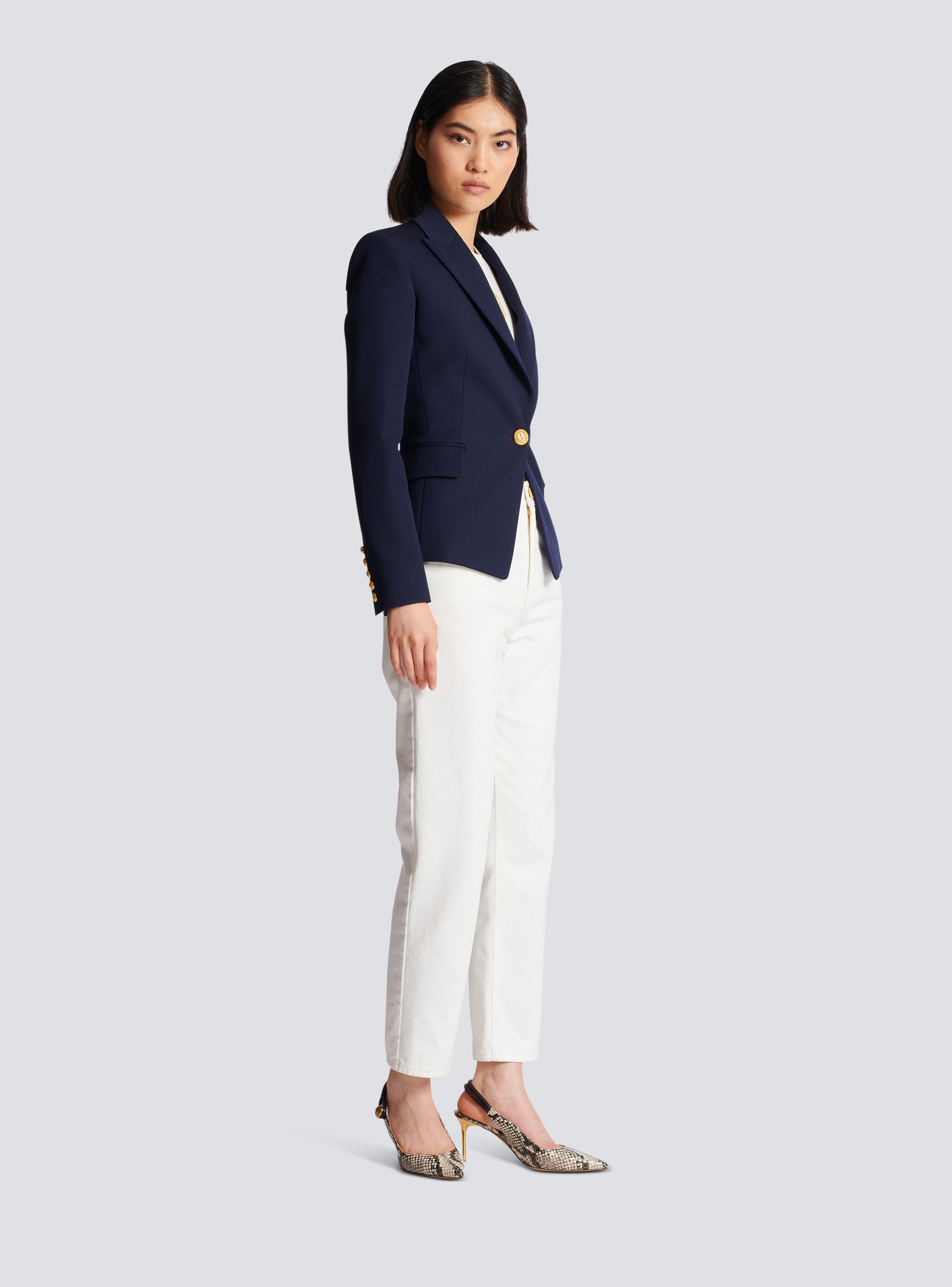 One button wool blazer navy Women BALMAIN