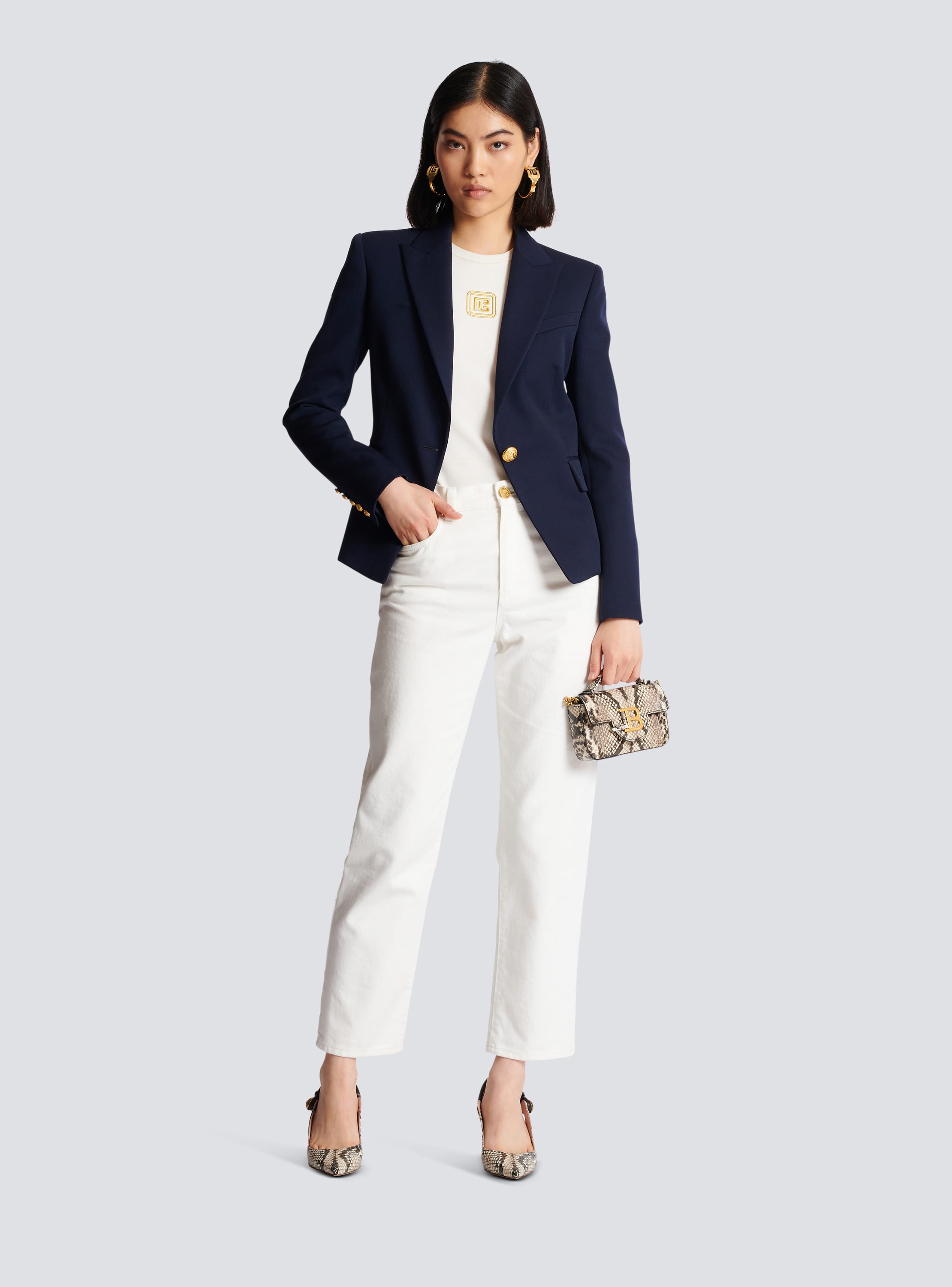 One-button wool blazer