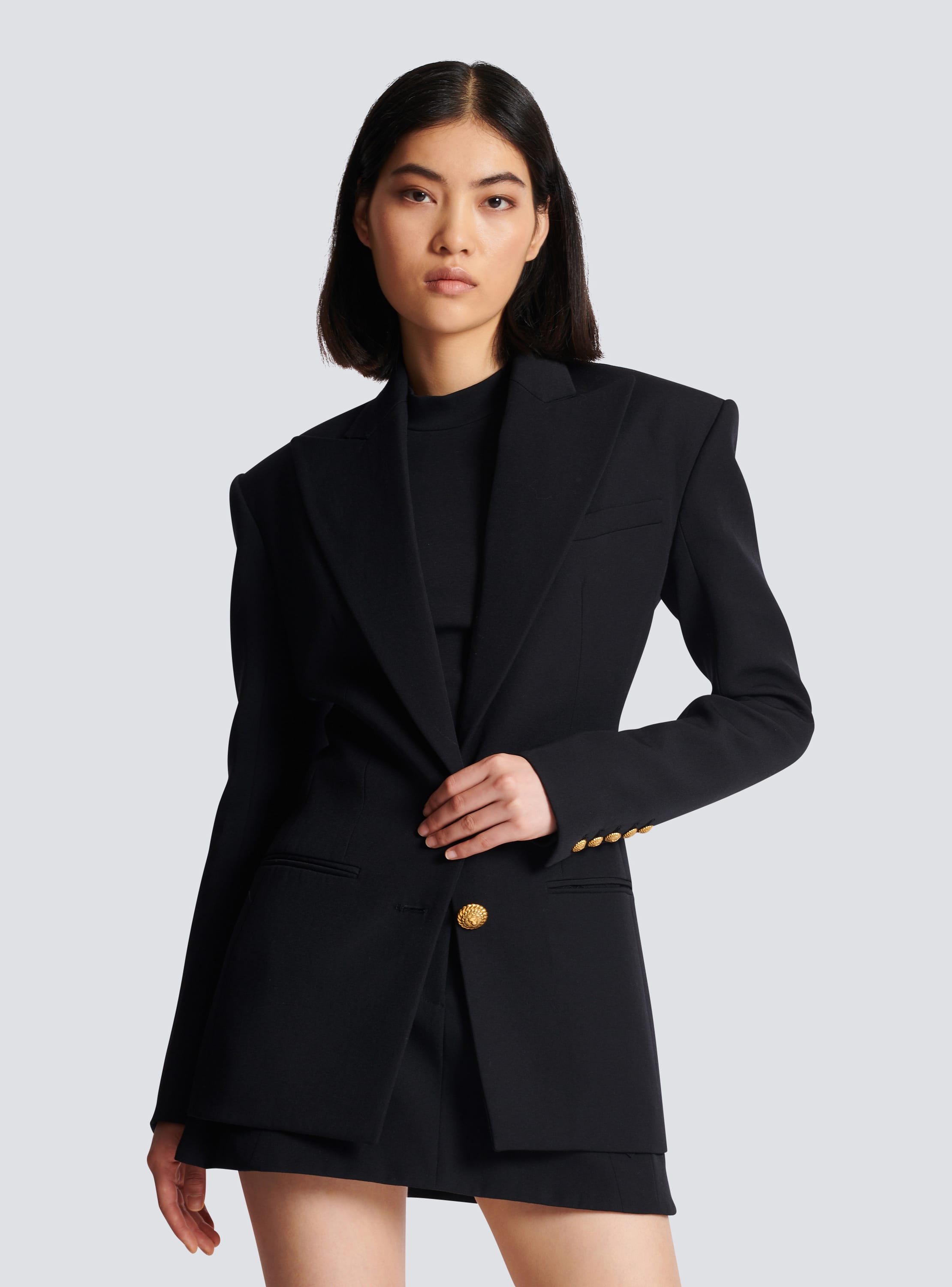 2-button cinched-waist jacket black - Women | BALMAIN