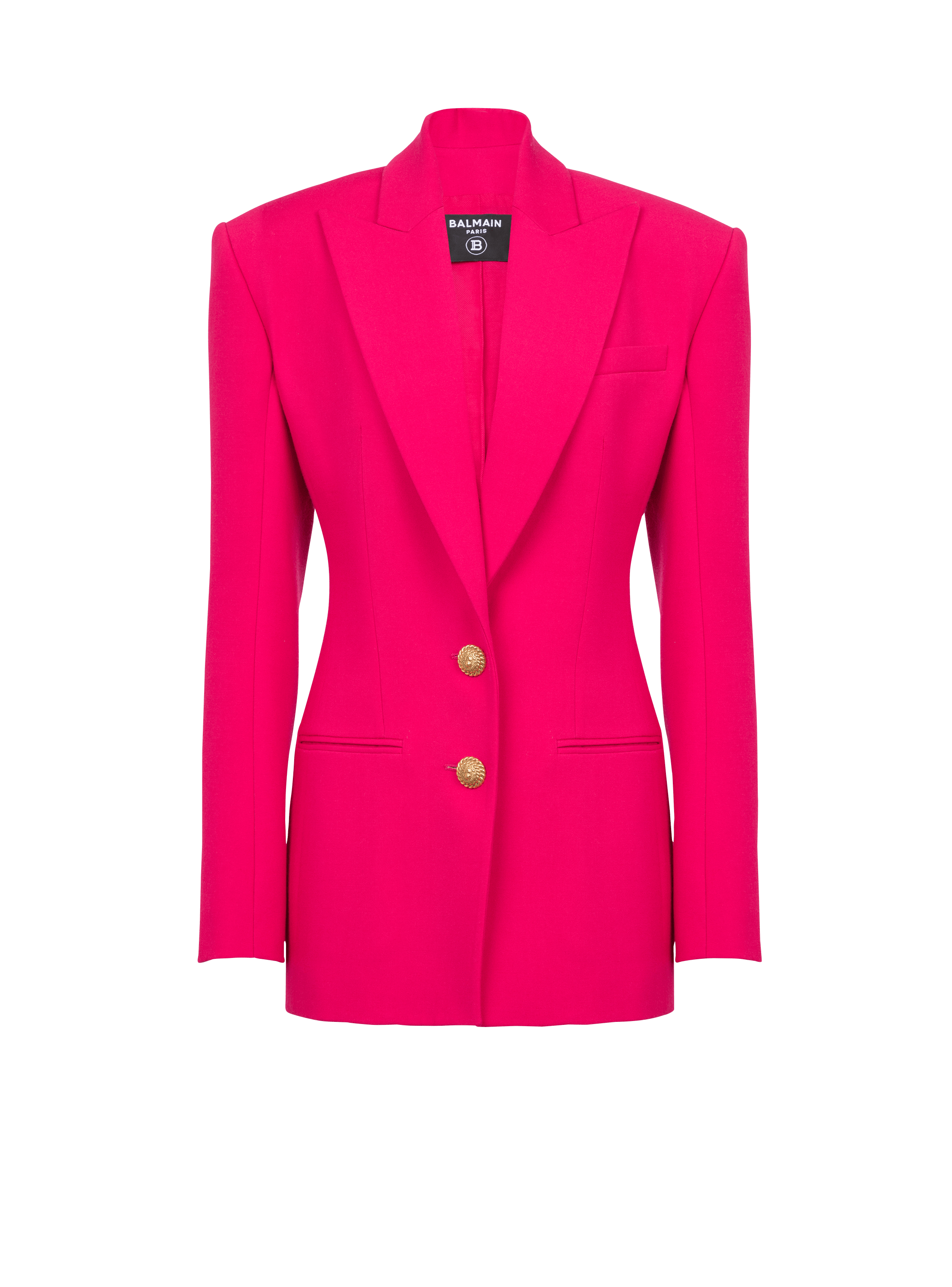 Women six-buttons coat with belt wholesale Fuchsia color