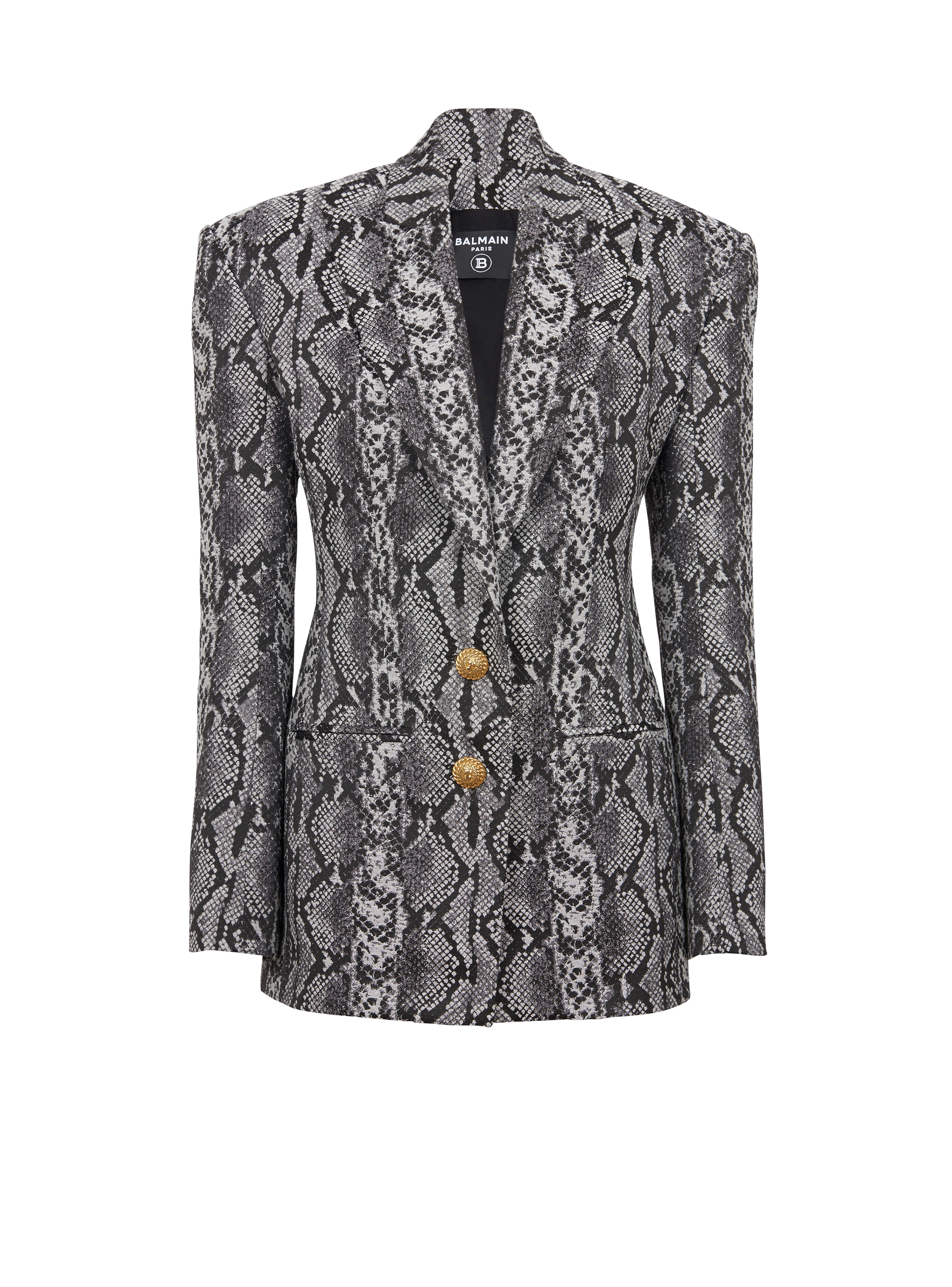 Veste 2 boutons en jacquard python gris Femme BALMAIN