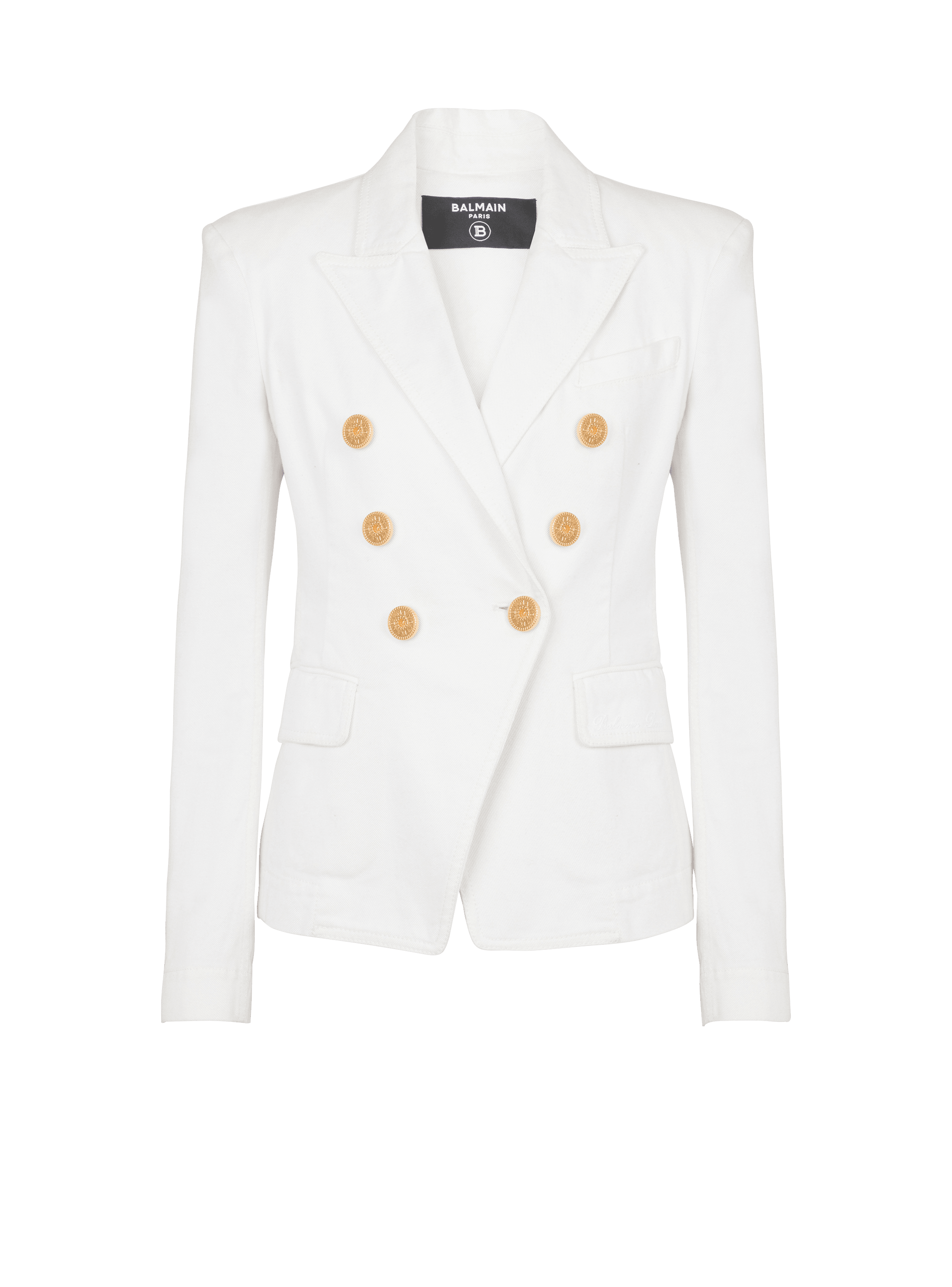 6-button denim jacket white - Women | BALMAIN