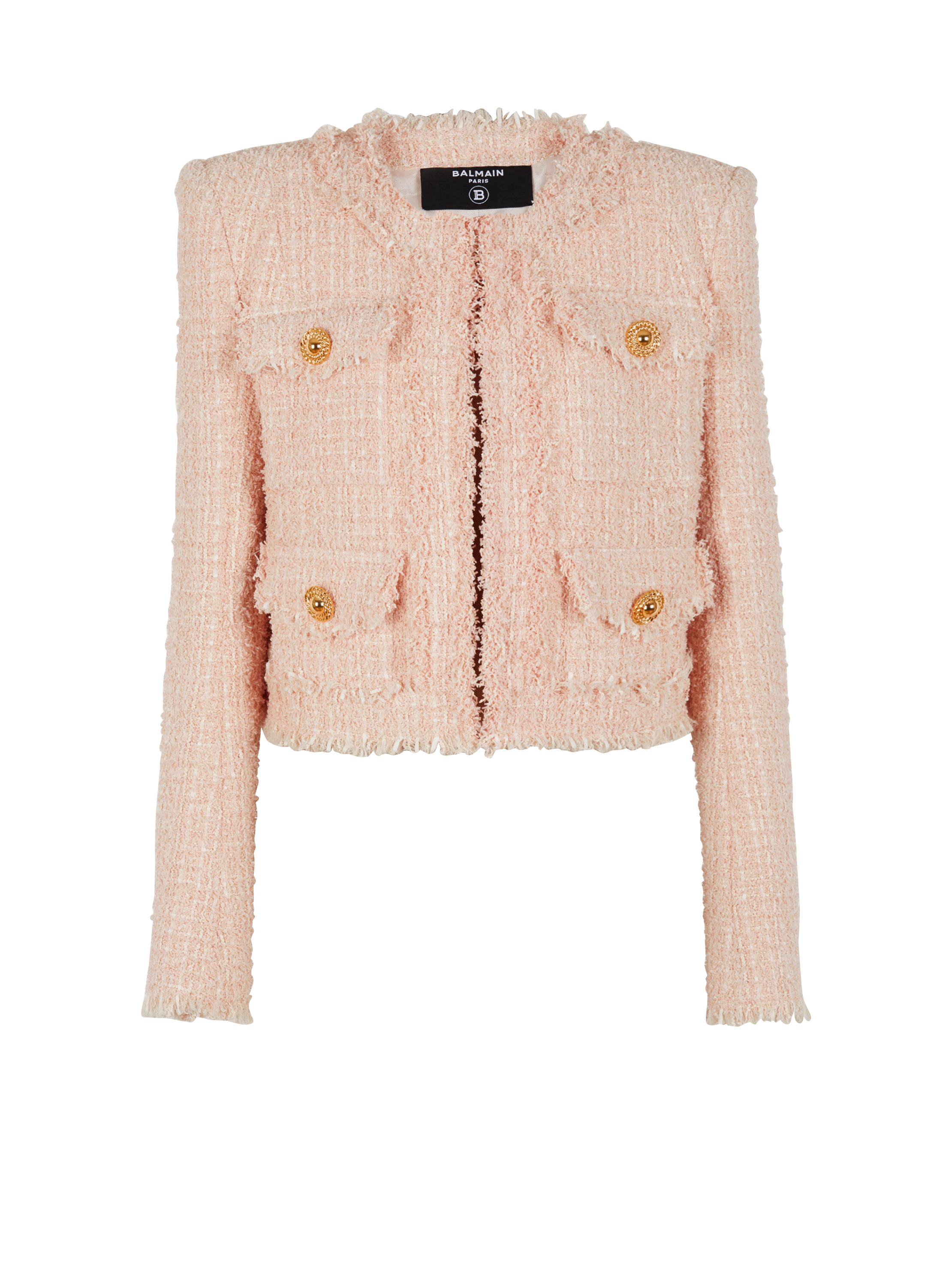 Balmain pagoda shoulder discount wool bled tweed jacket