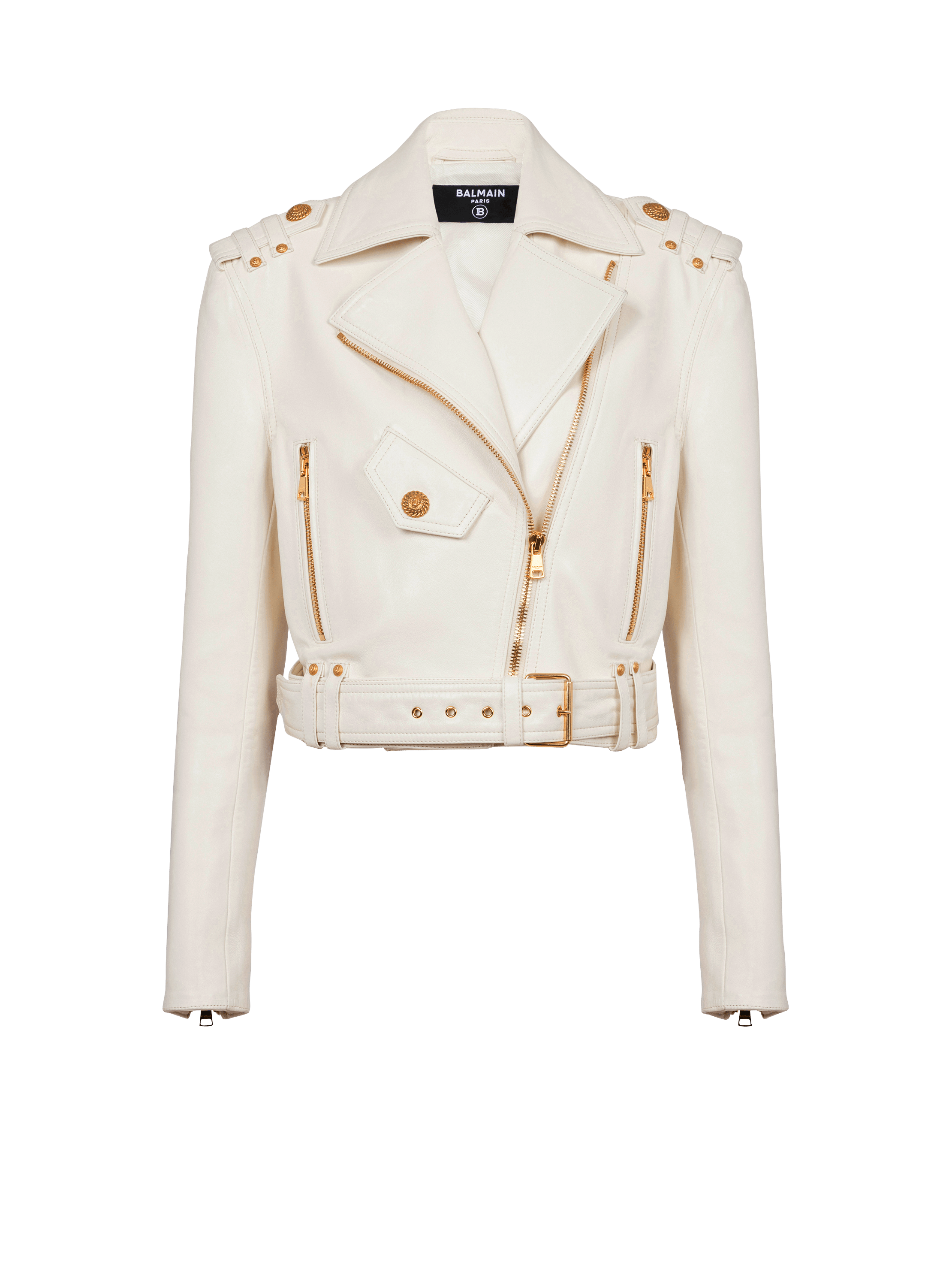 Veste biker en cuir zippée