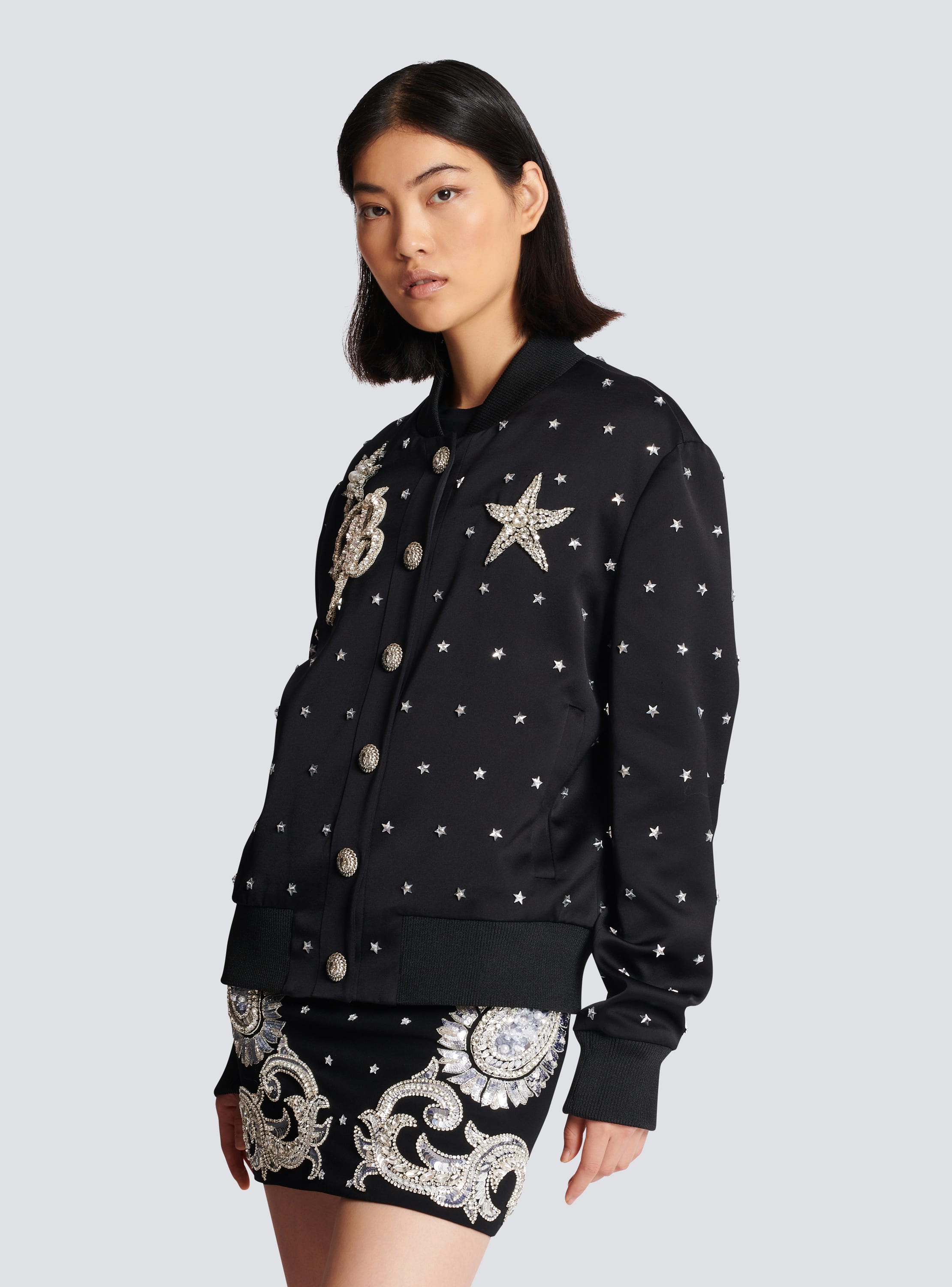 Embroidered bomber 2024 jacket womens