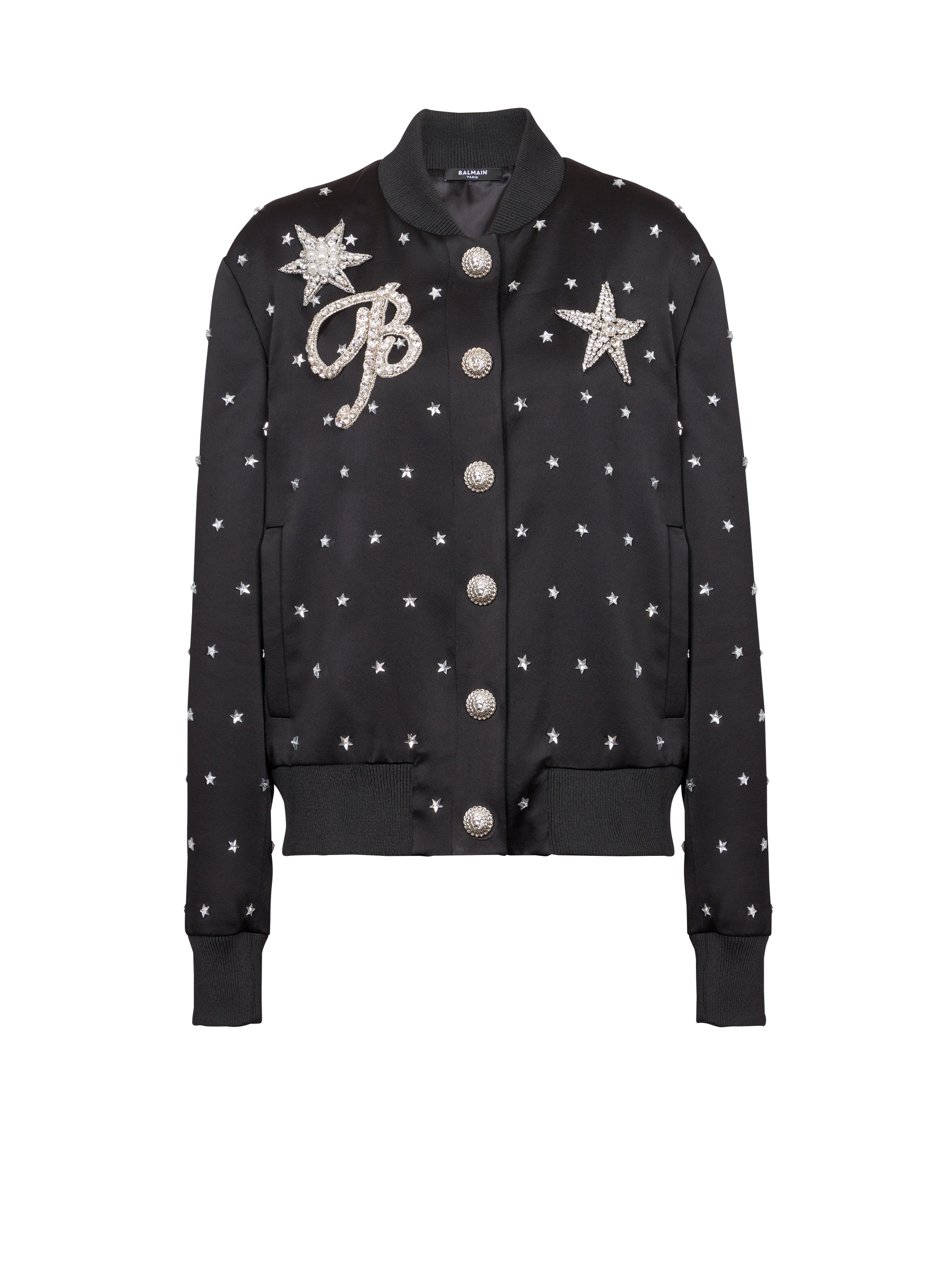 Chaqueta bomber con bordado de estrellas