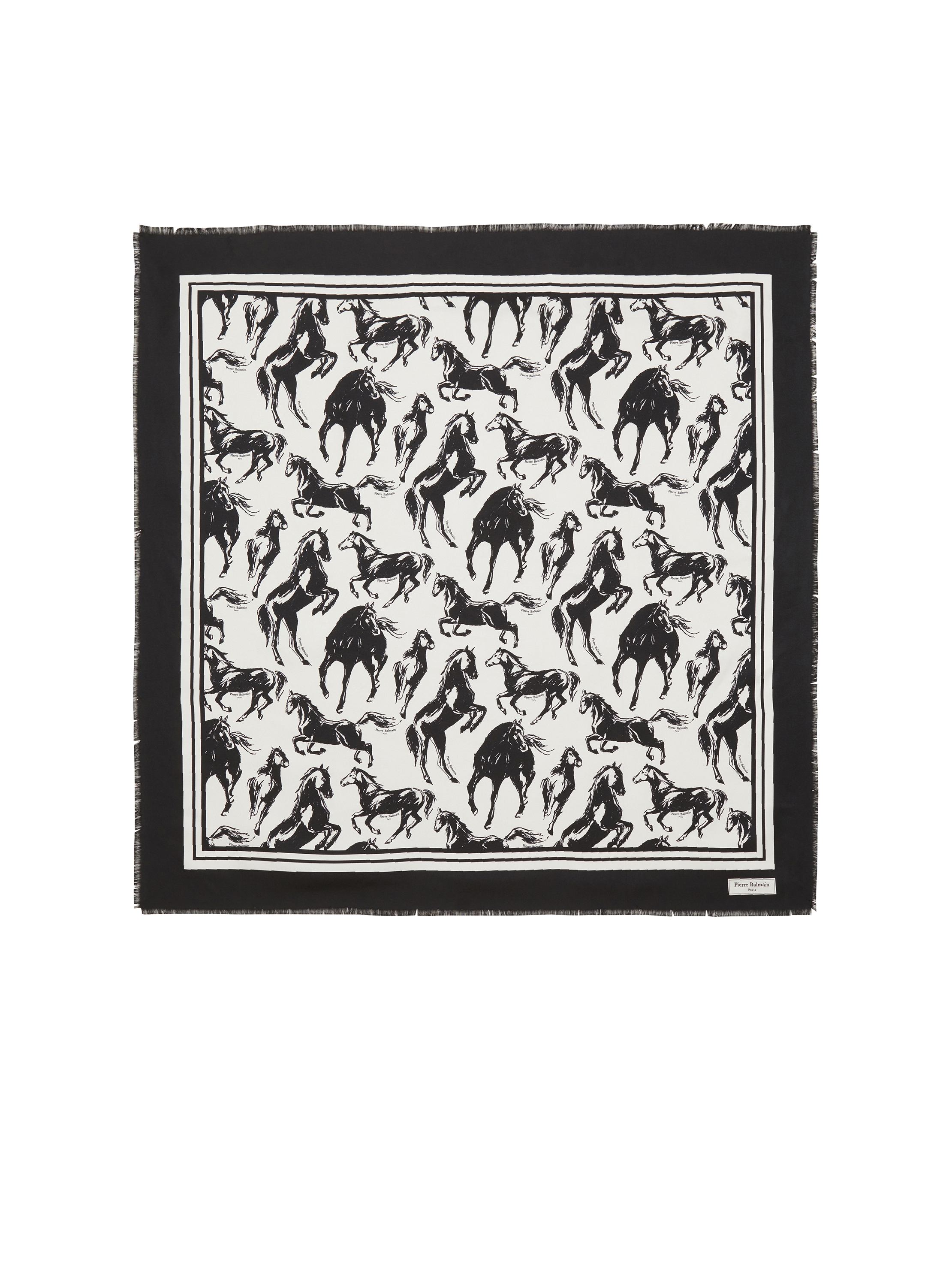Quadratisches Halstuch aus Seide mit Pierre Balmain Pferde-Print