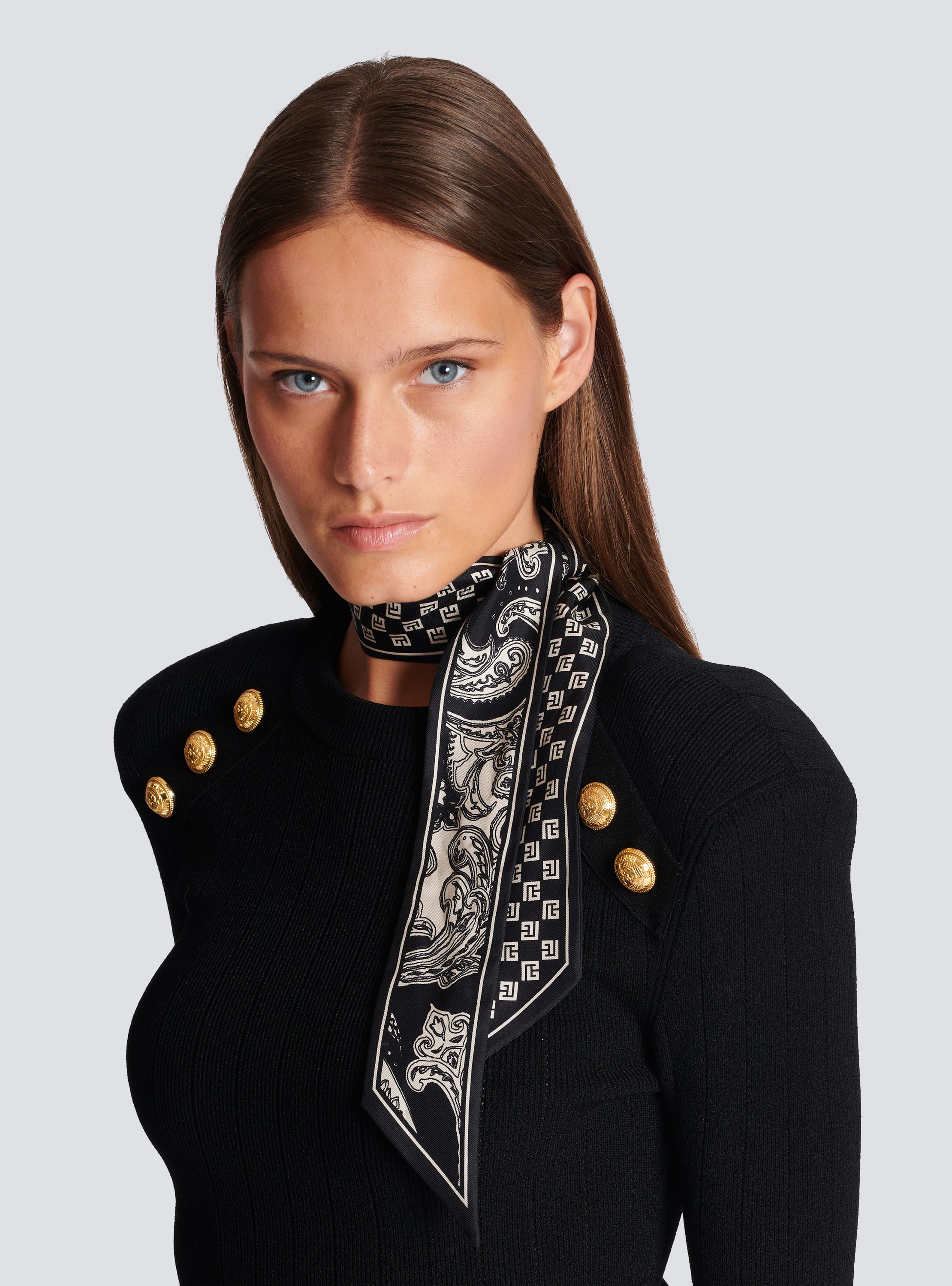 Balmain monogram-pattern scarf - Green