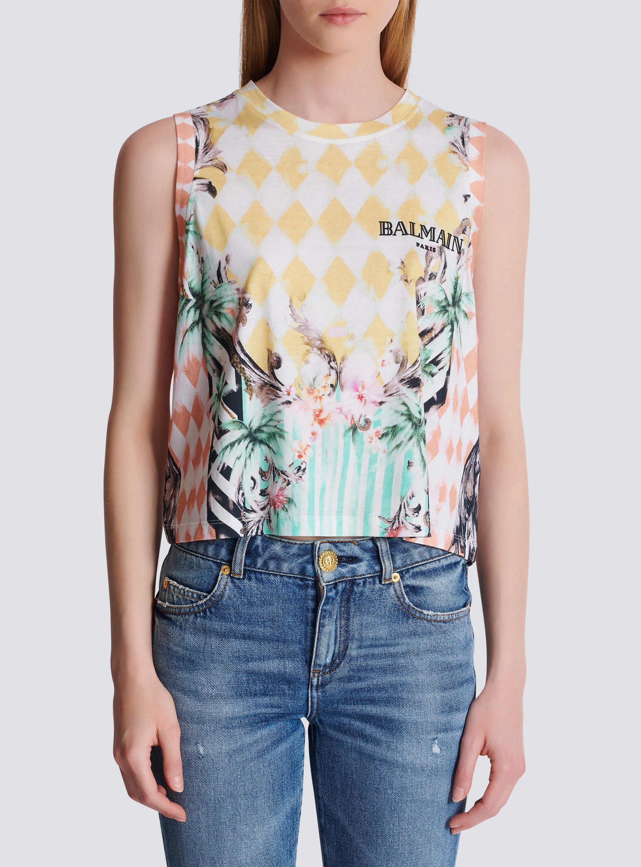 Vintage Balmain tank top with Baroque print