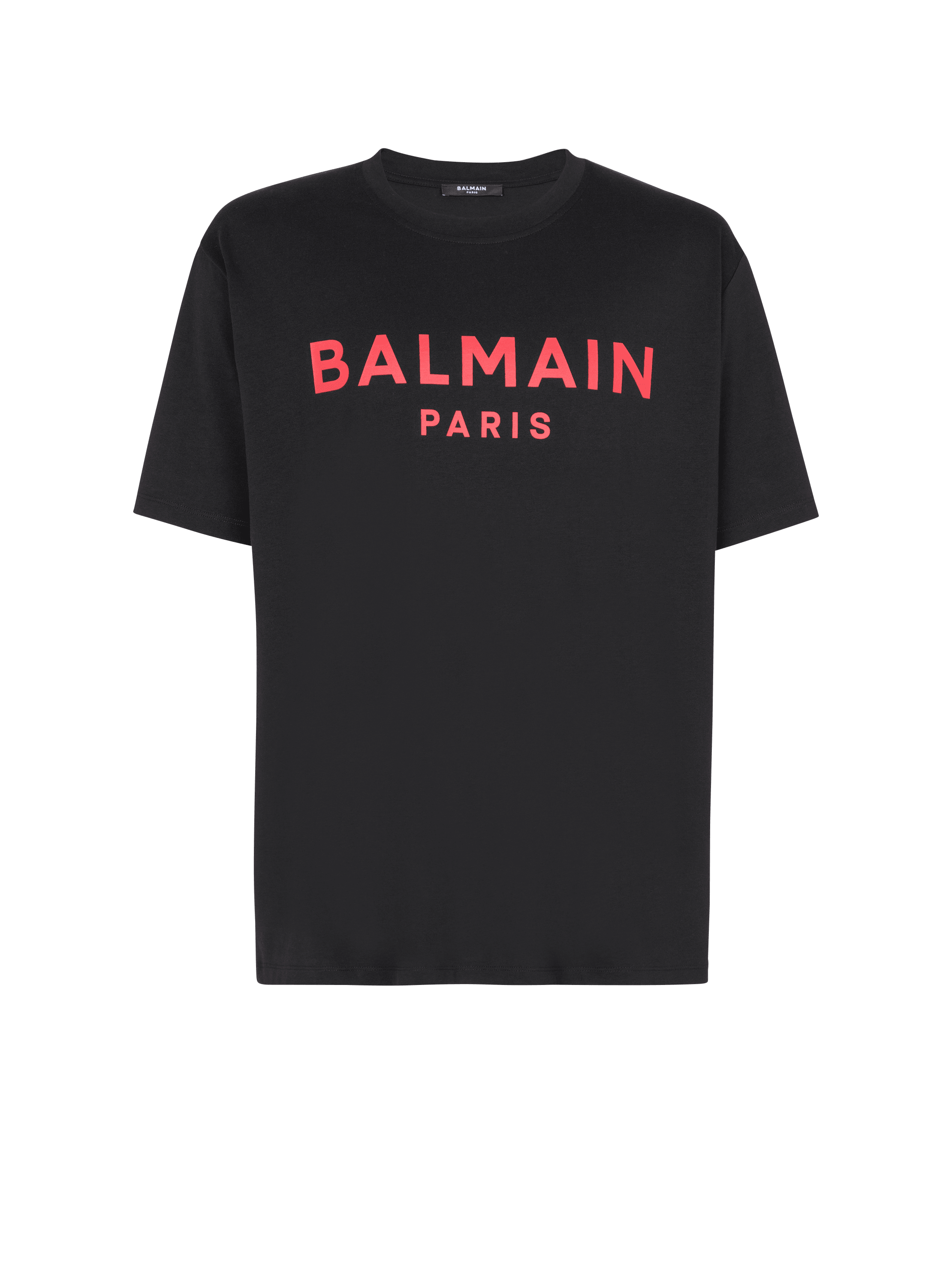T-shirt with Balmain Paris print , black, hi-res