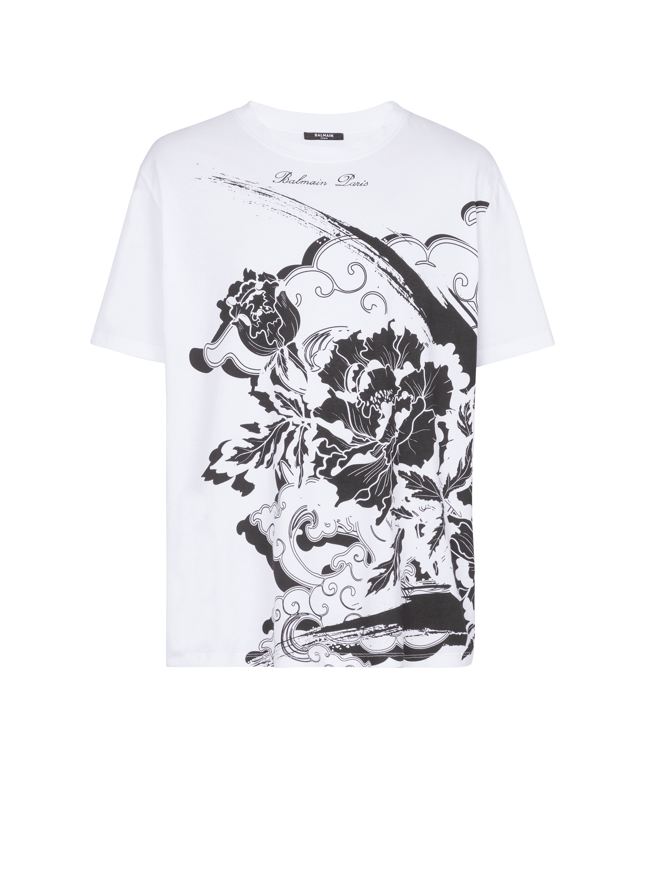 Flower print T-shirt, white, hi-res
