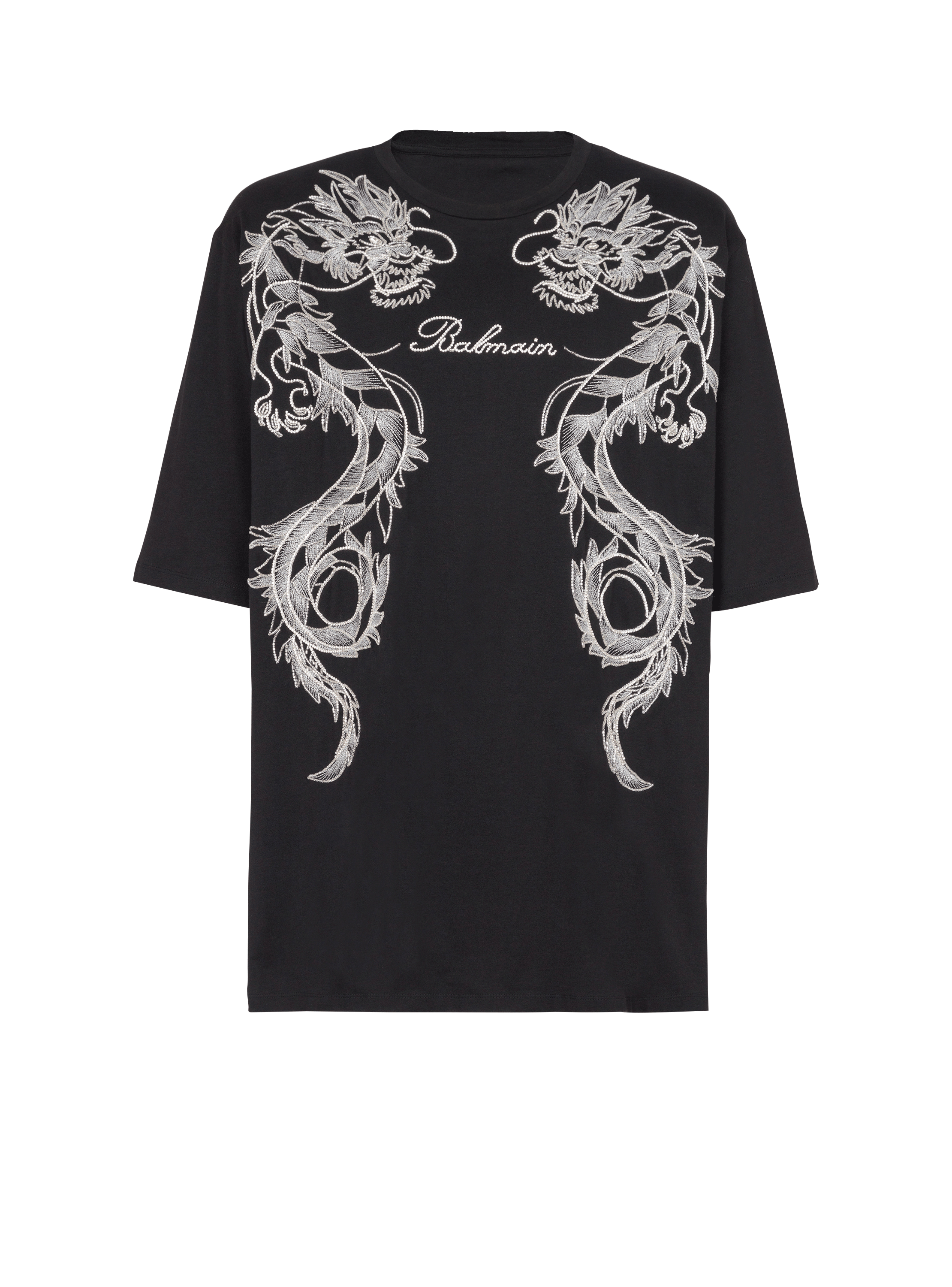 Besticktes T-Shirt mit Drache und Strass