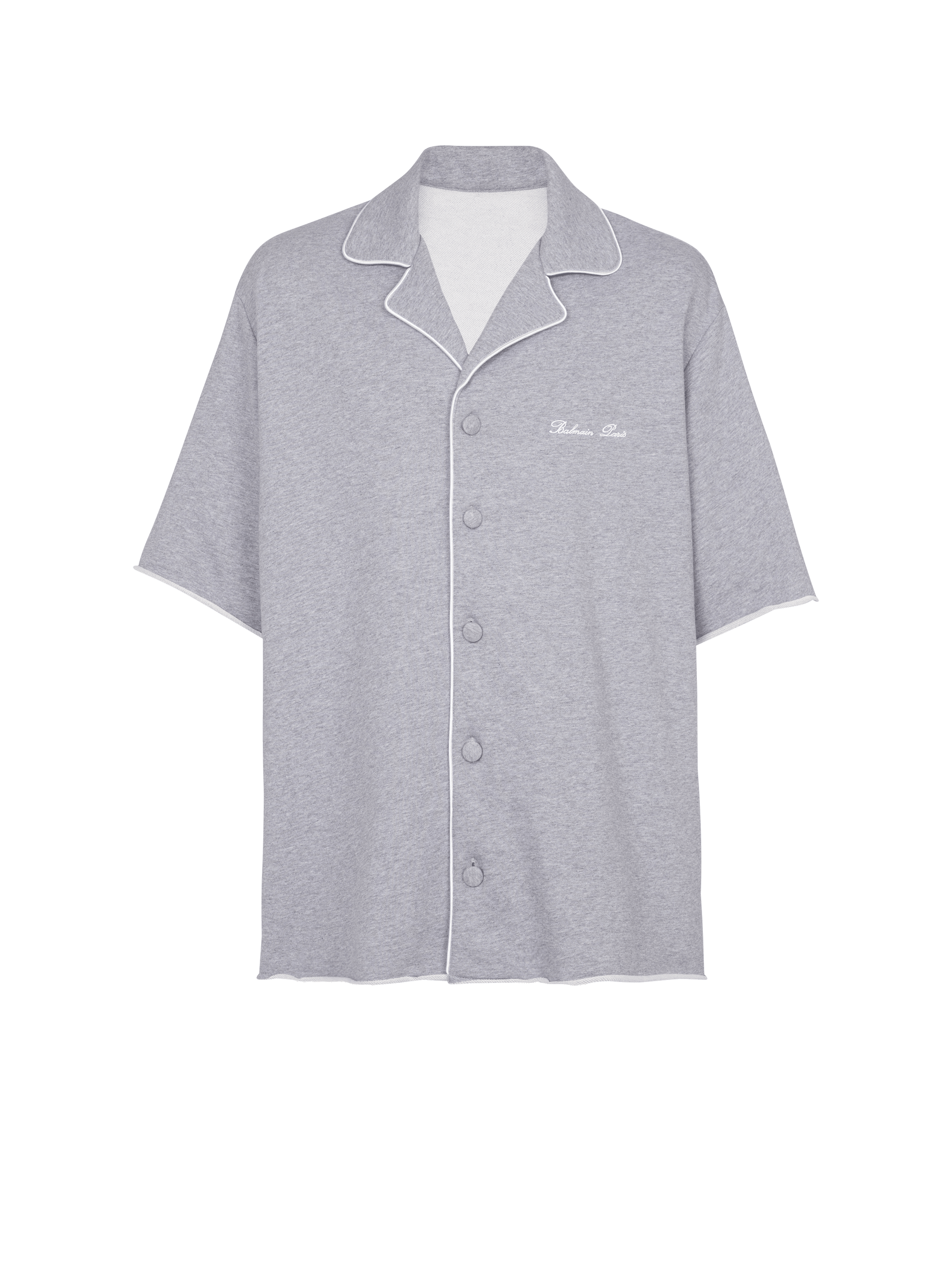 Balmain Signature short-sleeved shirt in jersey, grey, hi-res