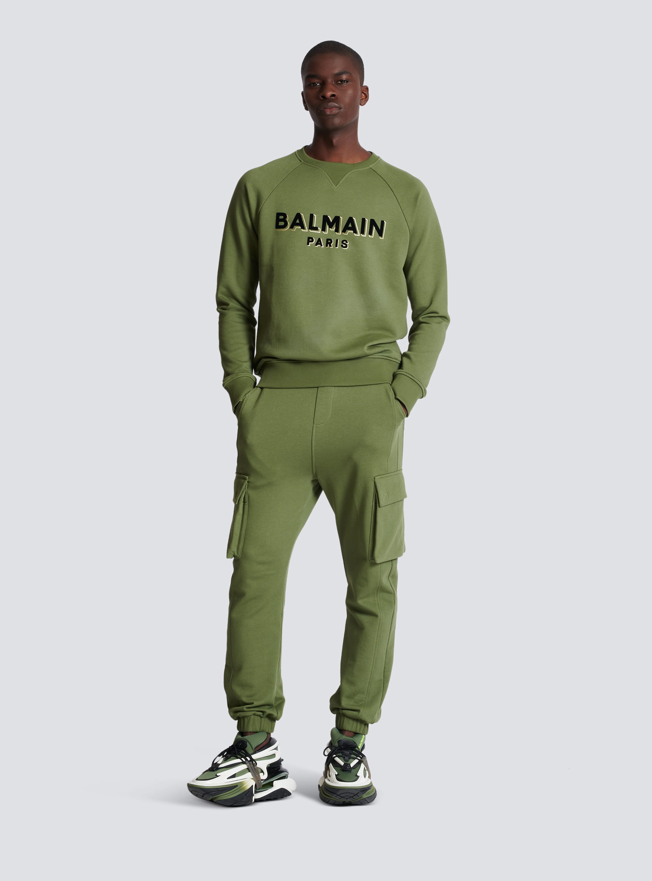 Balmain Paris flocked sweatshirt