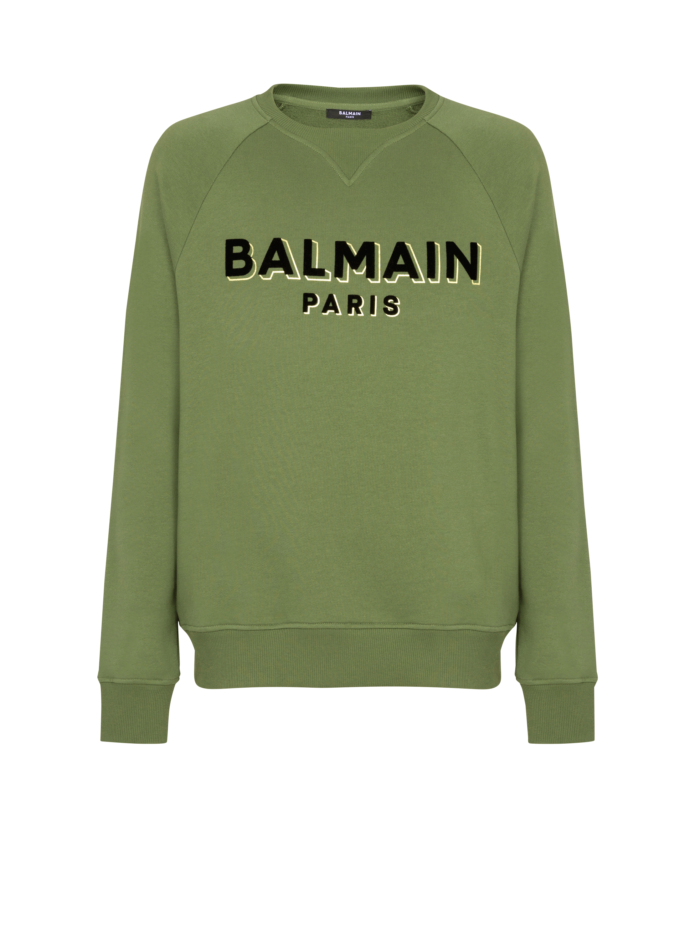 Balmain Paris flocked sweatshirt khaki Men BALMAIN