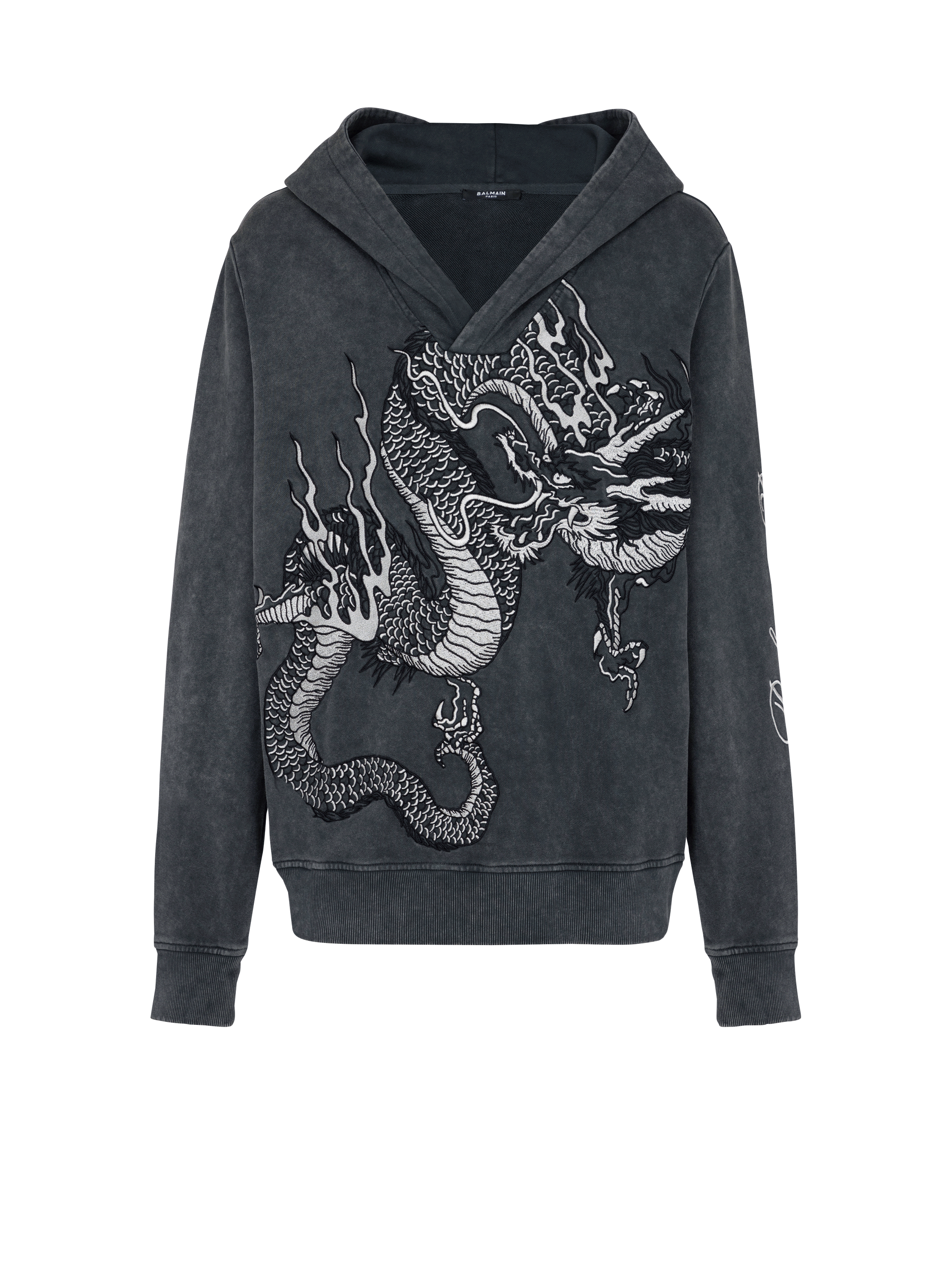 Dragon embroidered sweatshirt, grey, hi-res