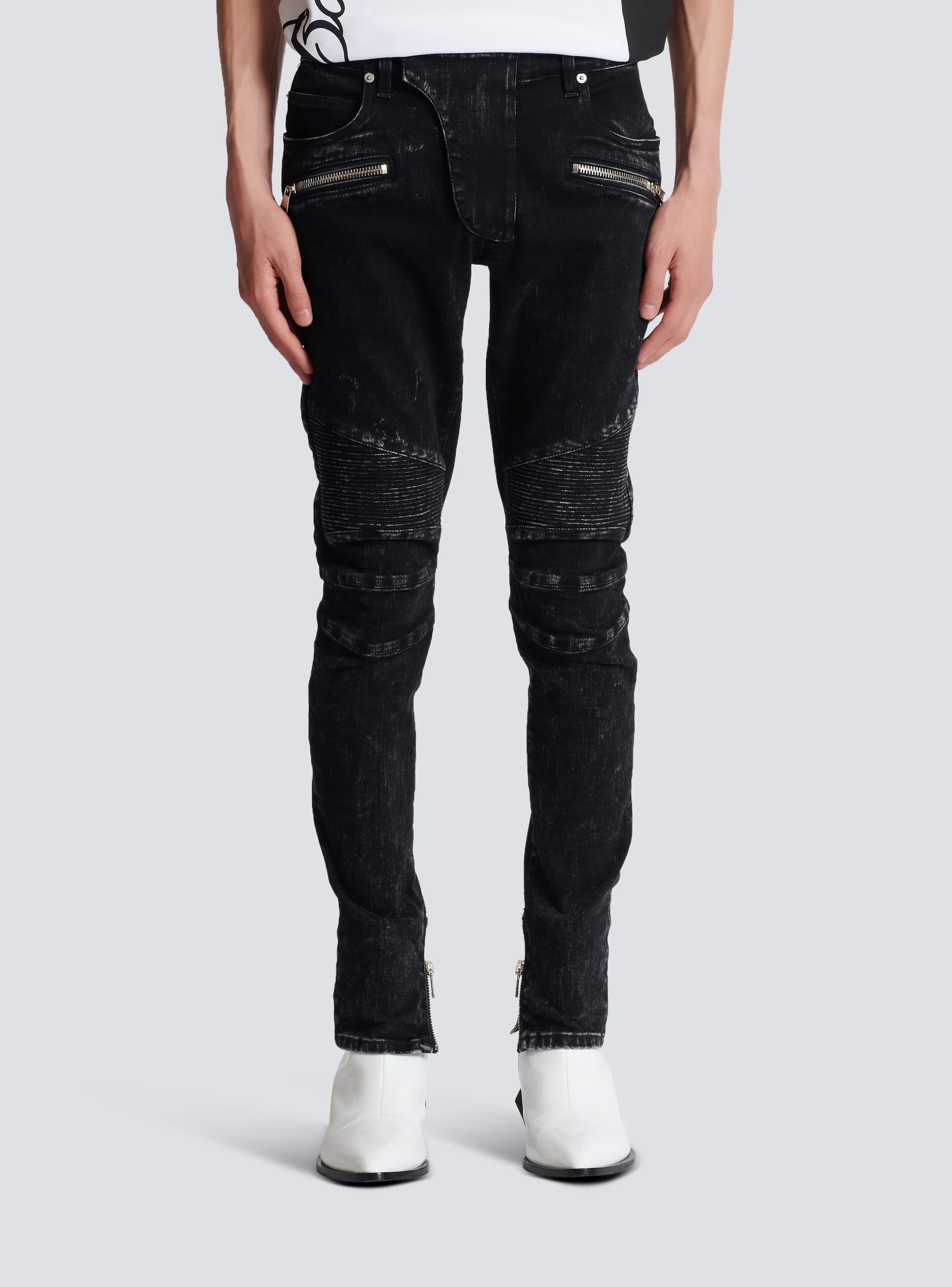 デニム スリムジーンズ リブディテール - Men | BALMAIN