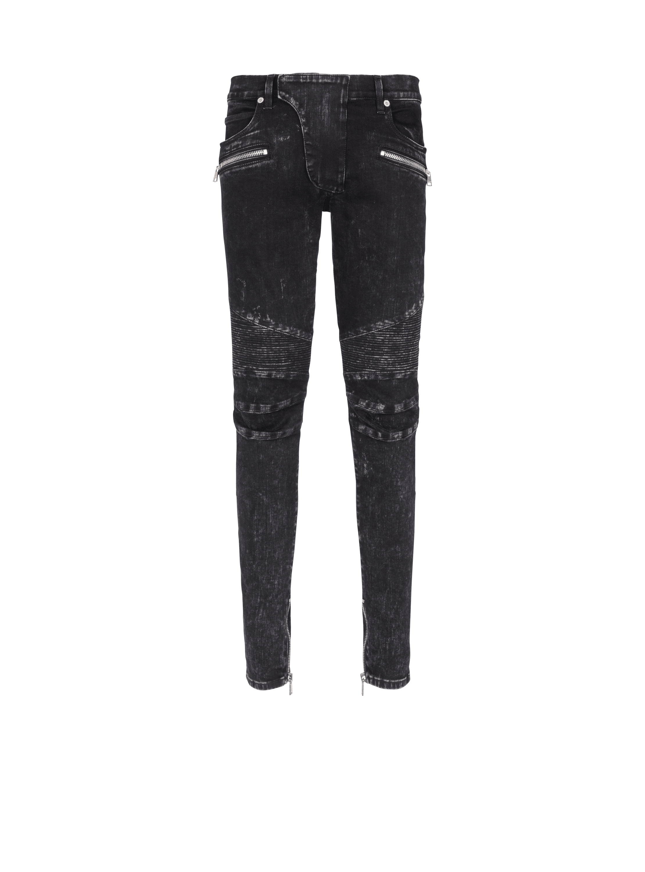 Slim-fit denim jeans with ribbed details