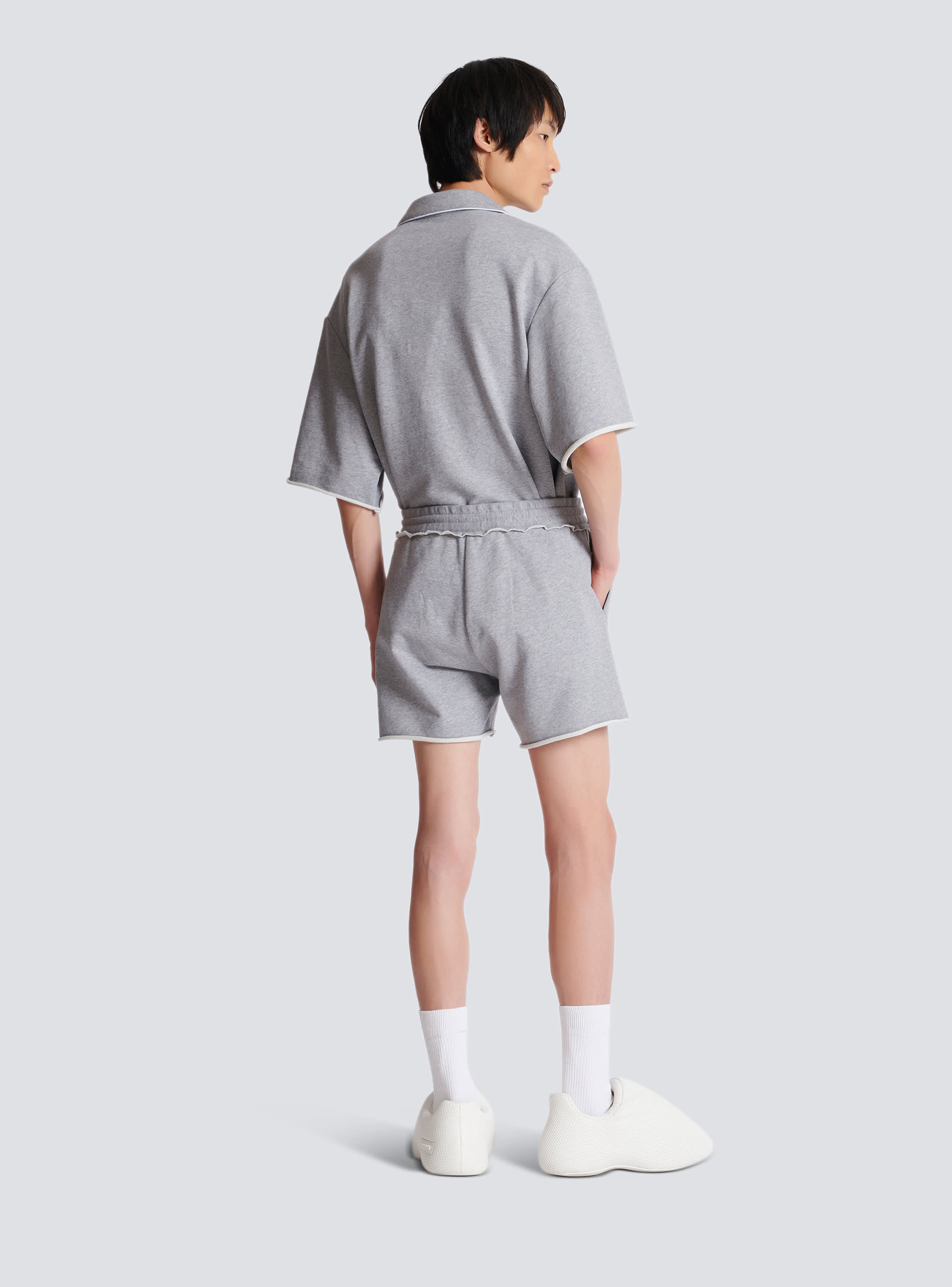 Balmain asymmetric pleated-panel shorts - Green