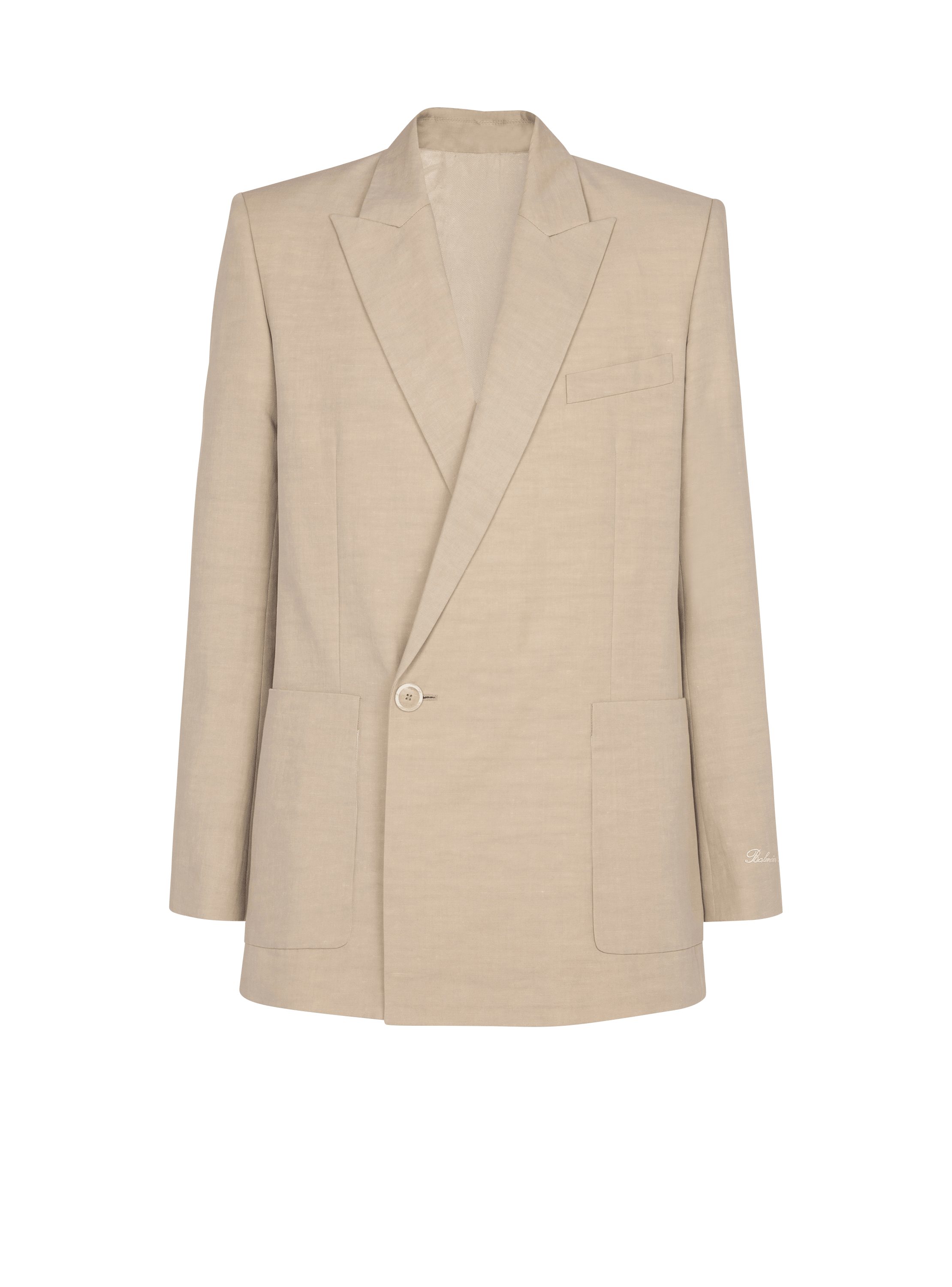 1-button jacket in fluid canvas 