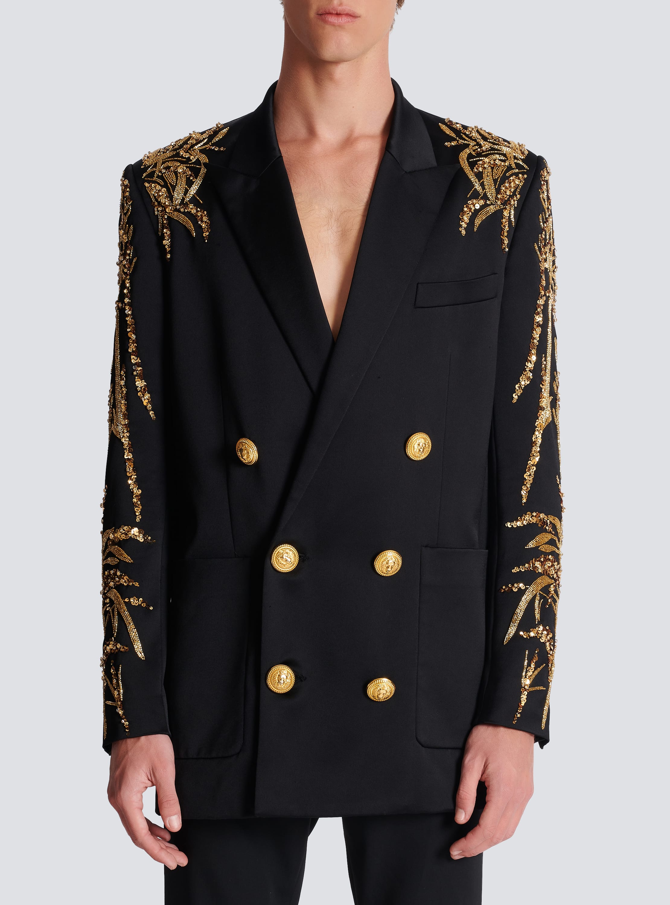 Blazer with embroidered Bamboo sleeves