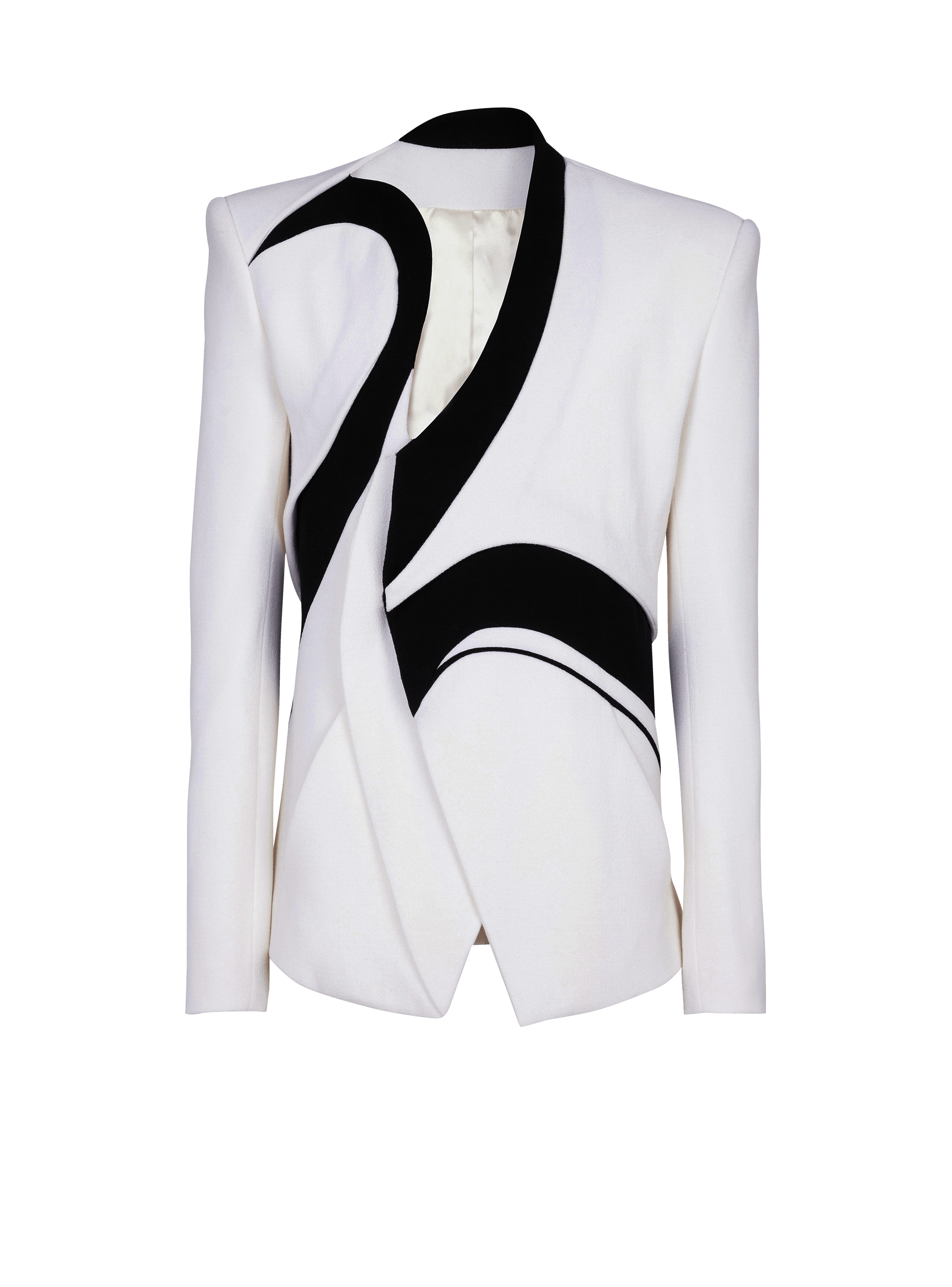 Graphic double crepe blazer with inserts