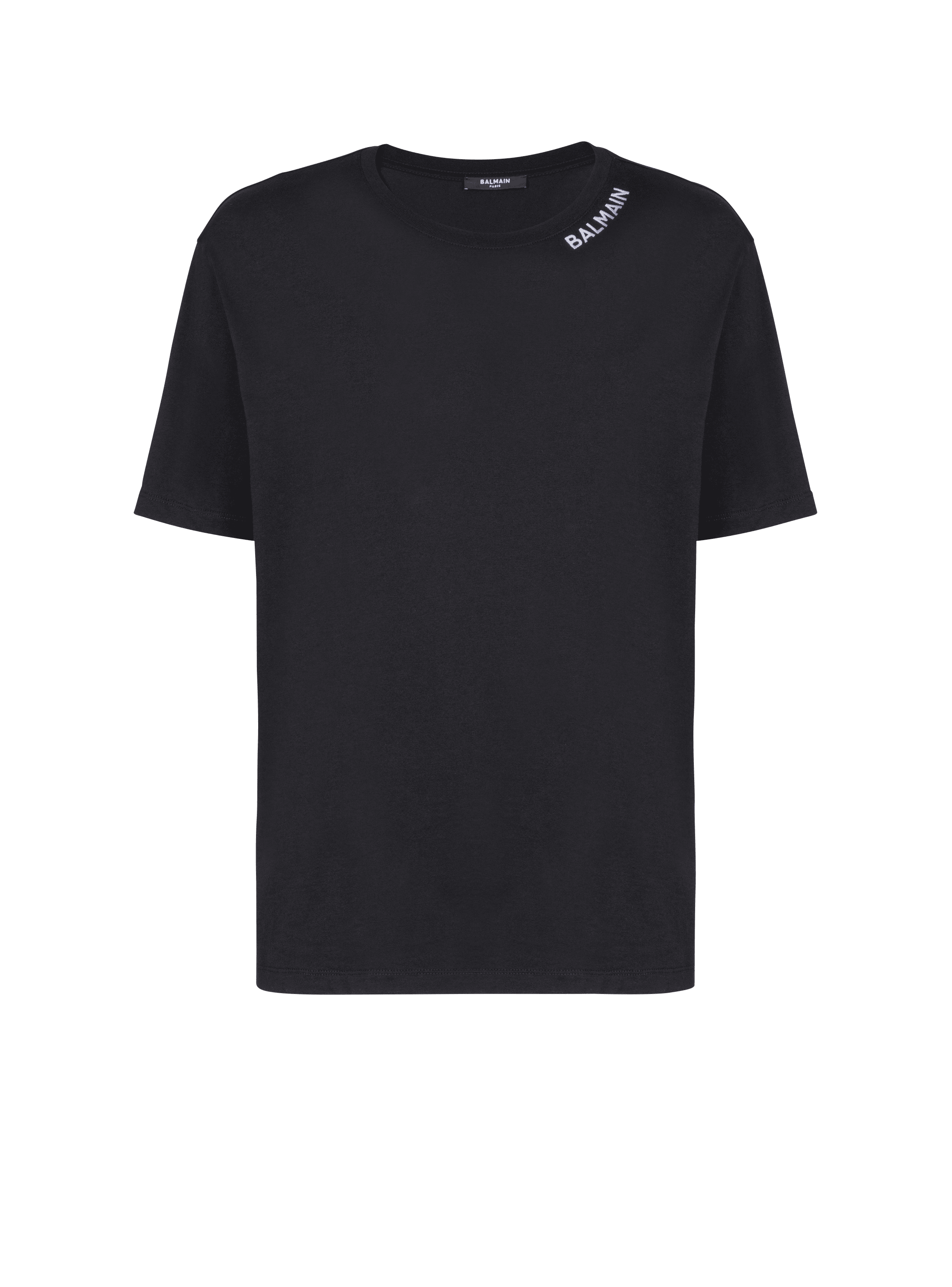 발망 자수 장식 티셔츠, 검정색, hi-res