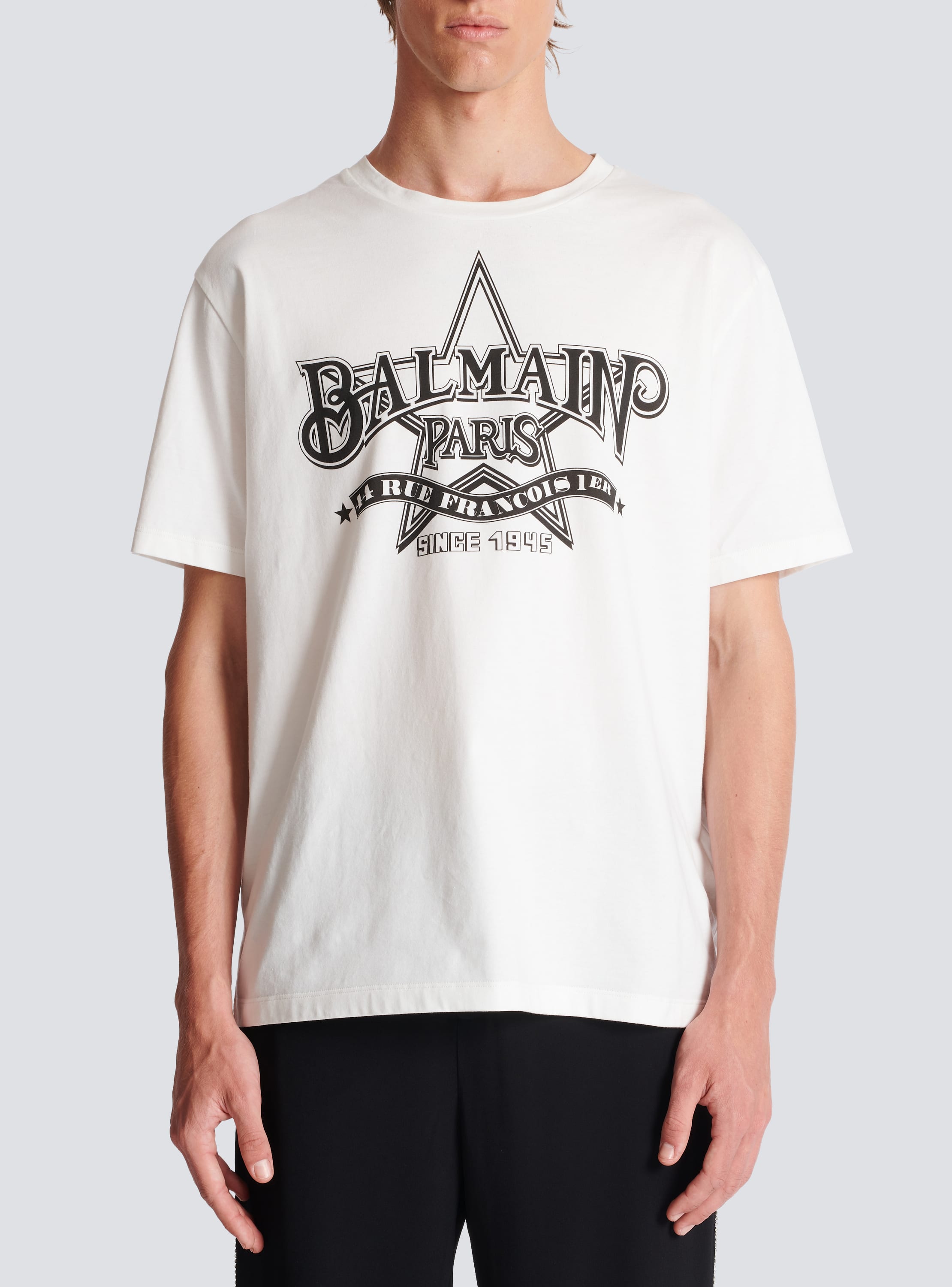 Mens white balmain t 2024 shirt