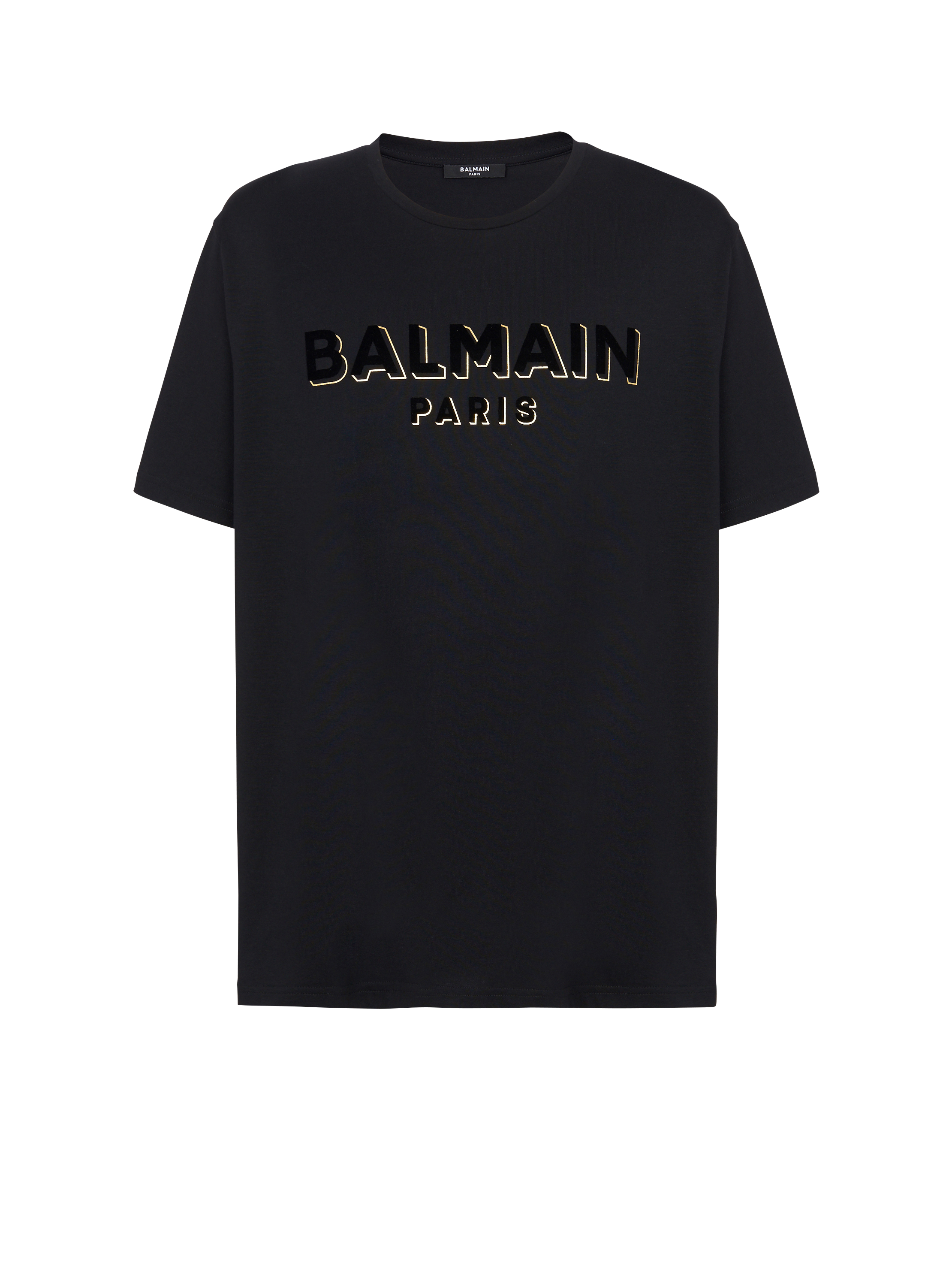 Balmain T-Shirt mit beflocktem Metallic-Print