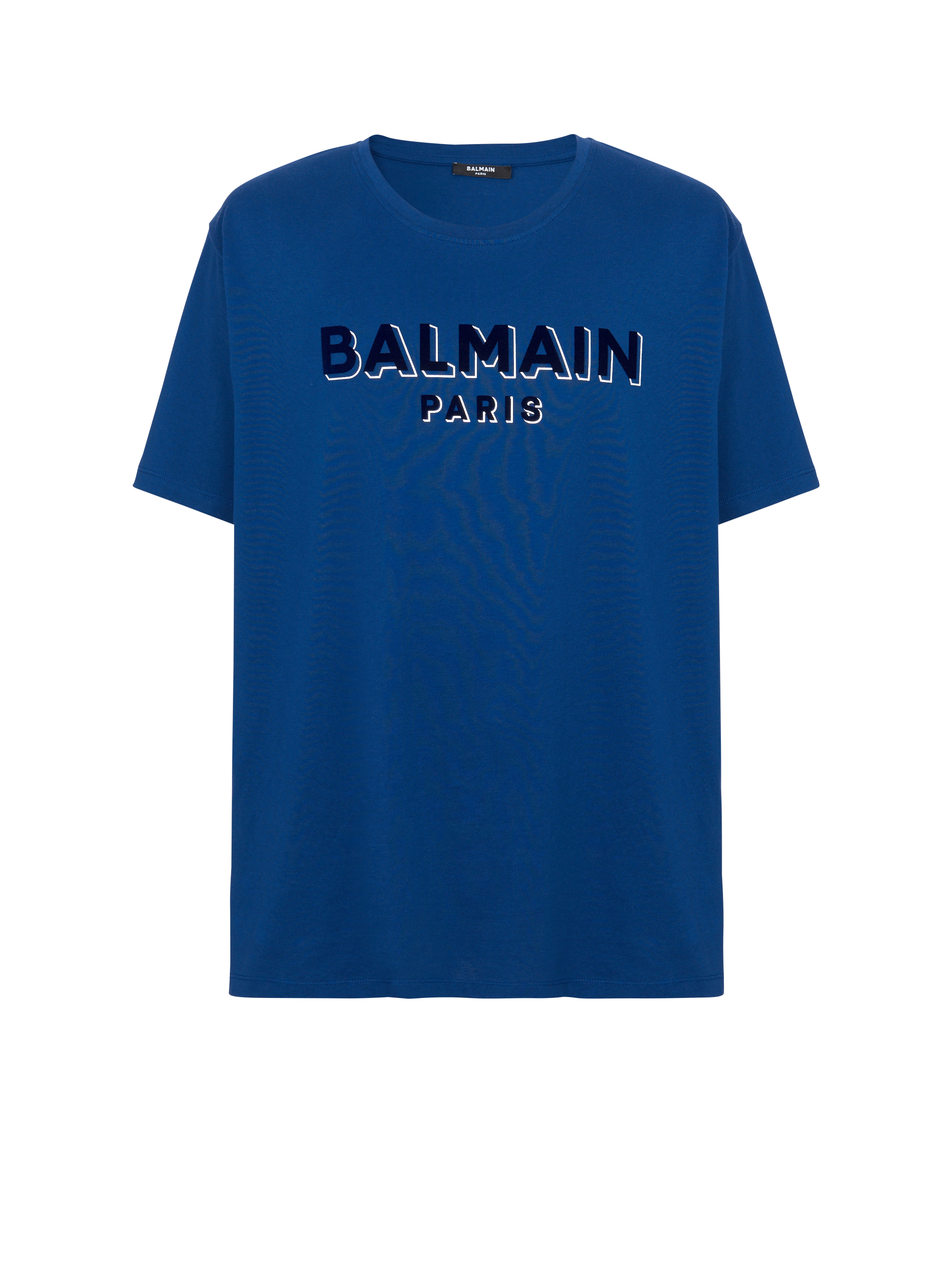 T-shirt Balmain floqué métallisé, bleu marine, hi-res