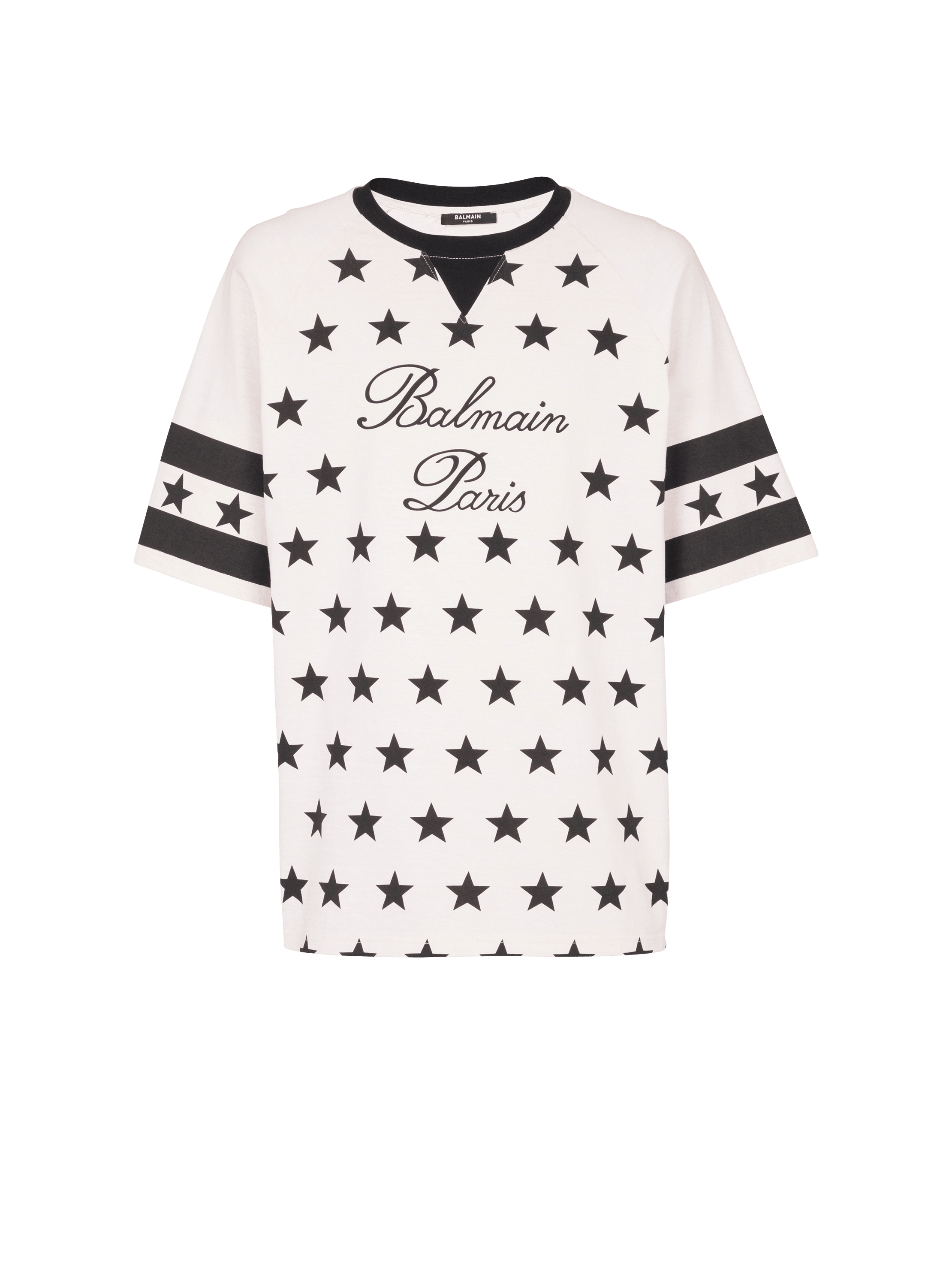 Camiseta Balmain Signature estrellas, beis, hi-res