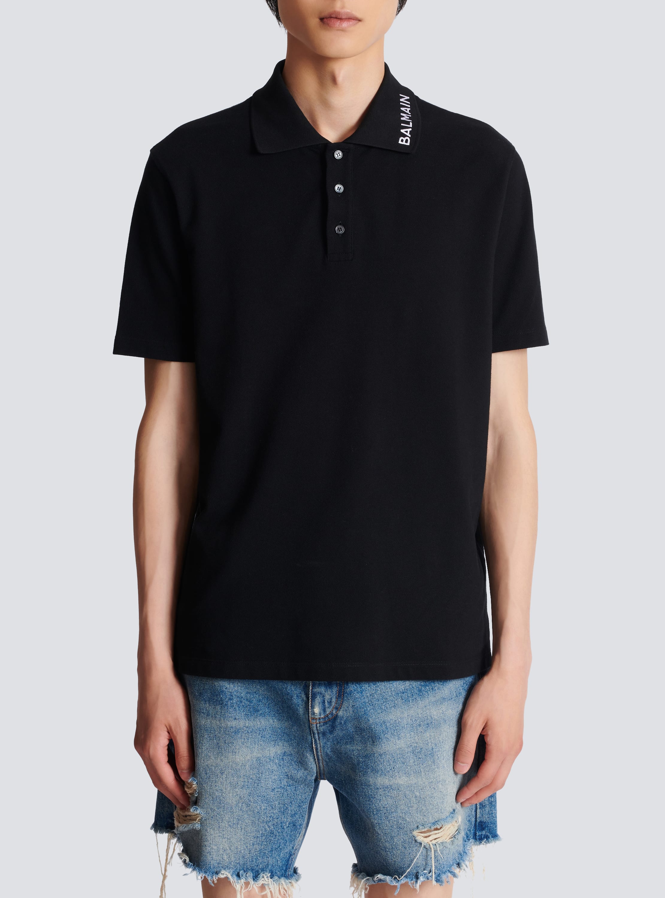 Balmain Black amp; Beige Monogram Polo